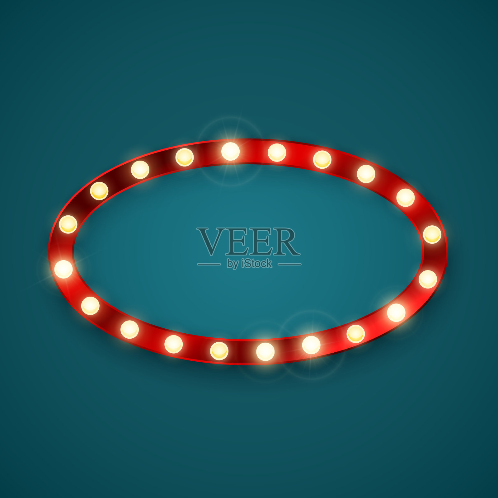 椭圆复古横幅与闪亮的灯光。矢量图插画图片素材