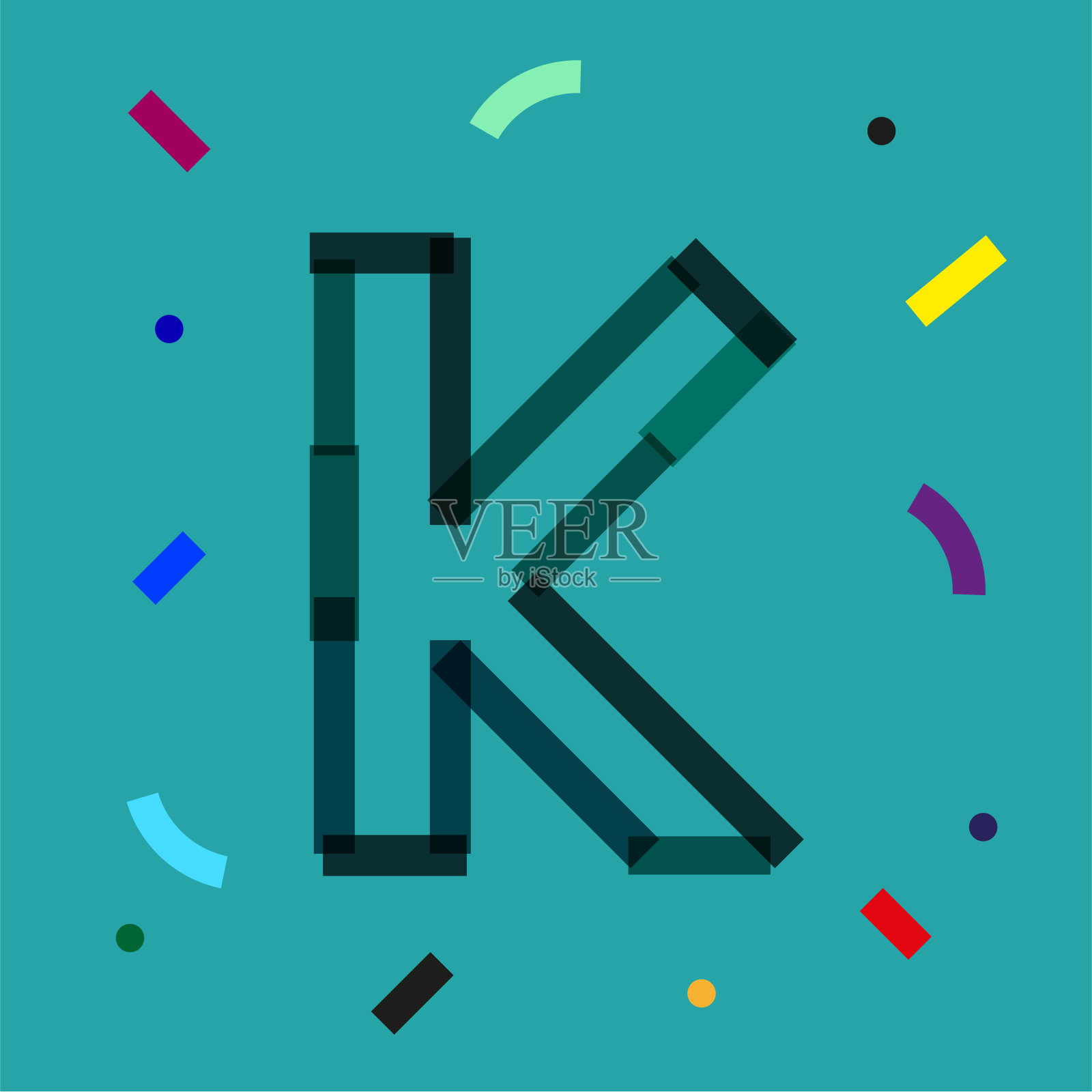 字母K在现代彩色背景上设计元素图片