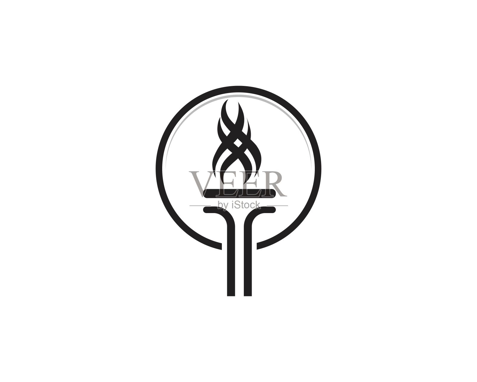 首字母T为火炬标志和符号设计灵感插画图片素材