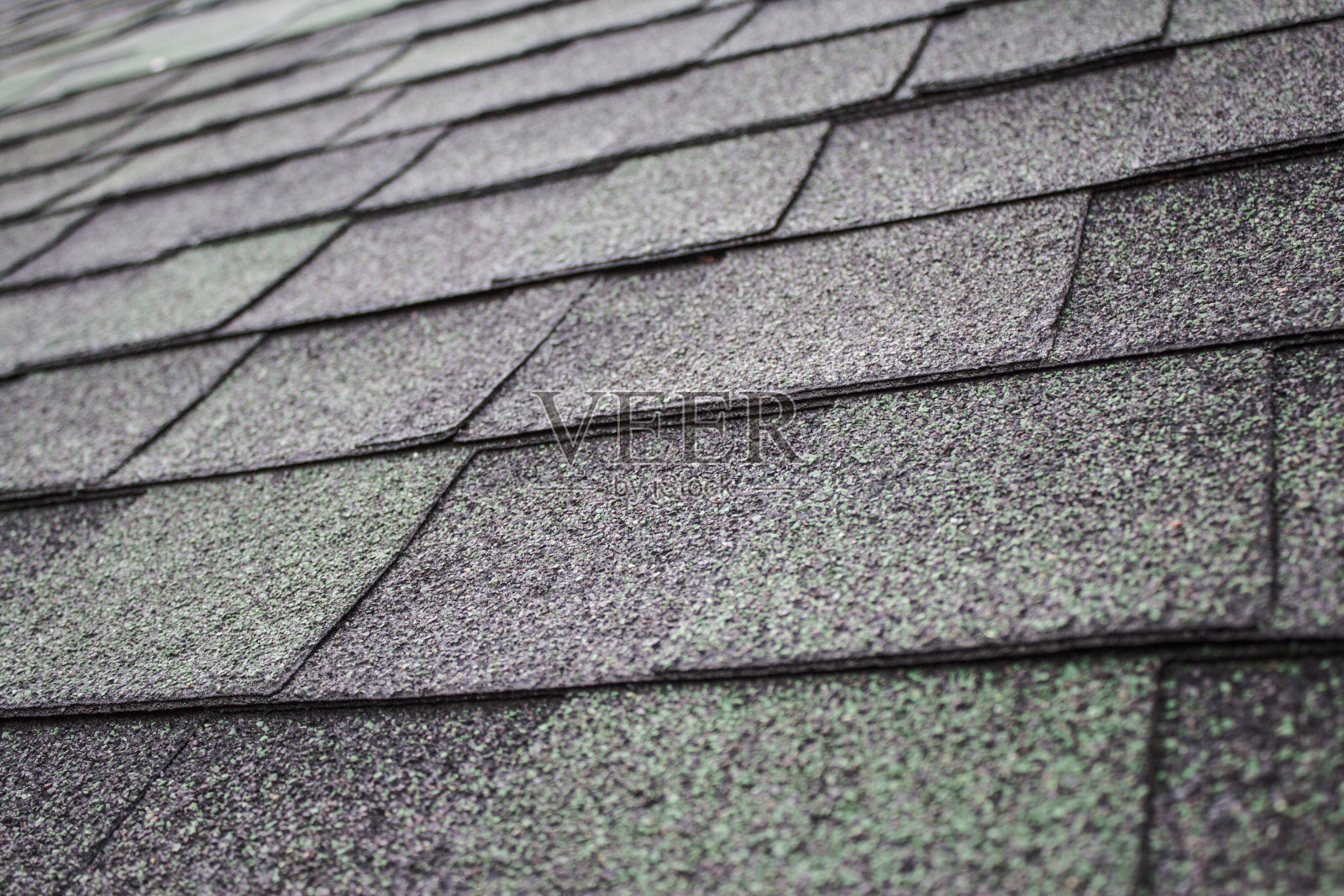 屋顶上的绿色瓦片照片摄影图片