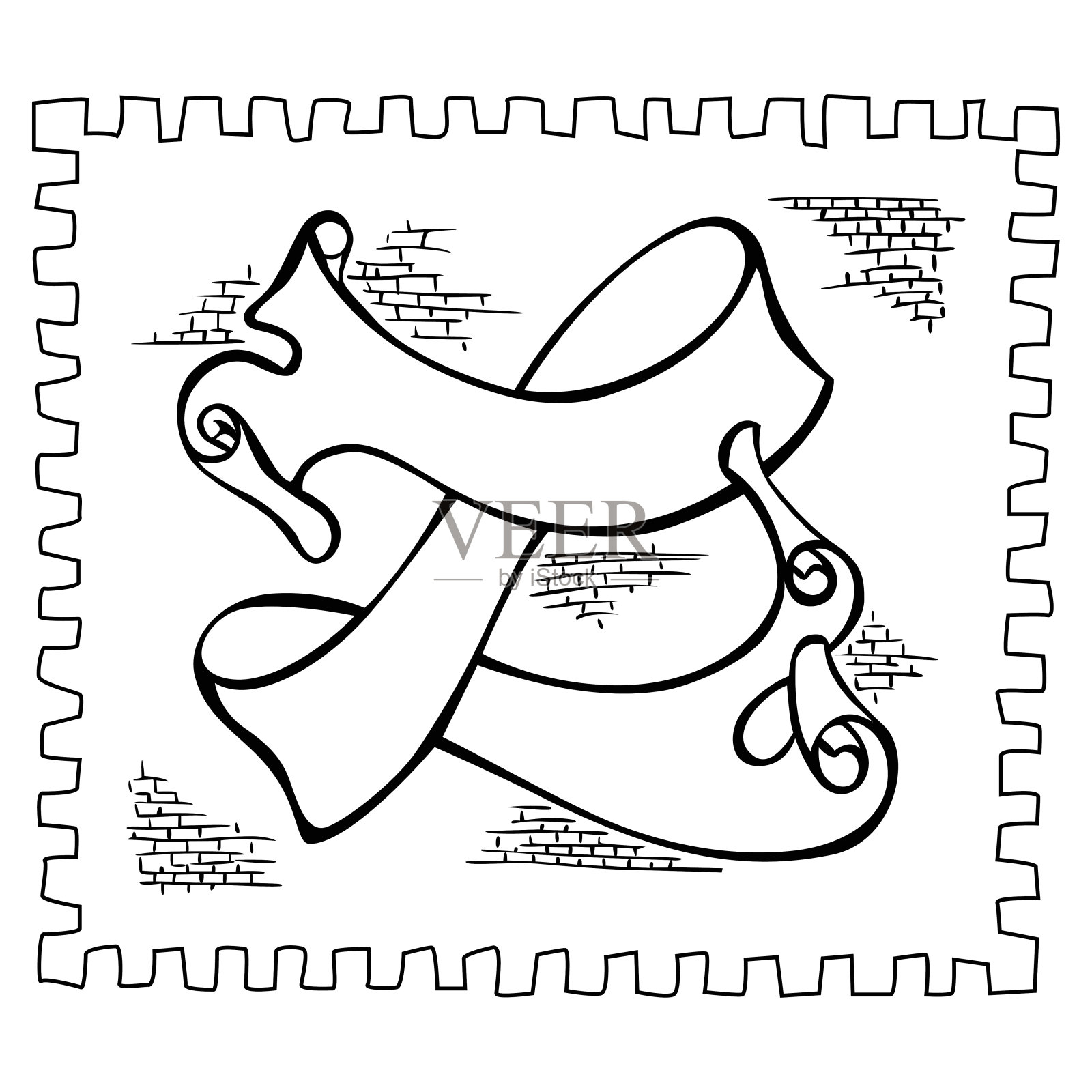 黑白相间的旧条幅设计元素图片