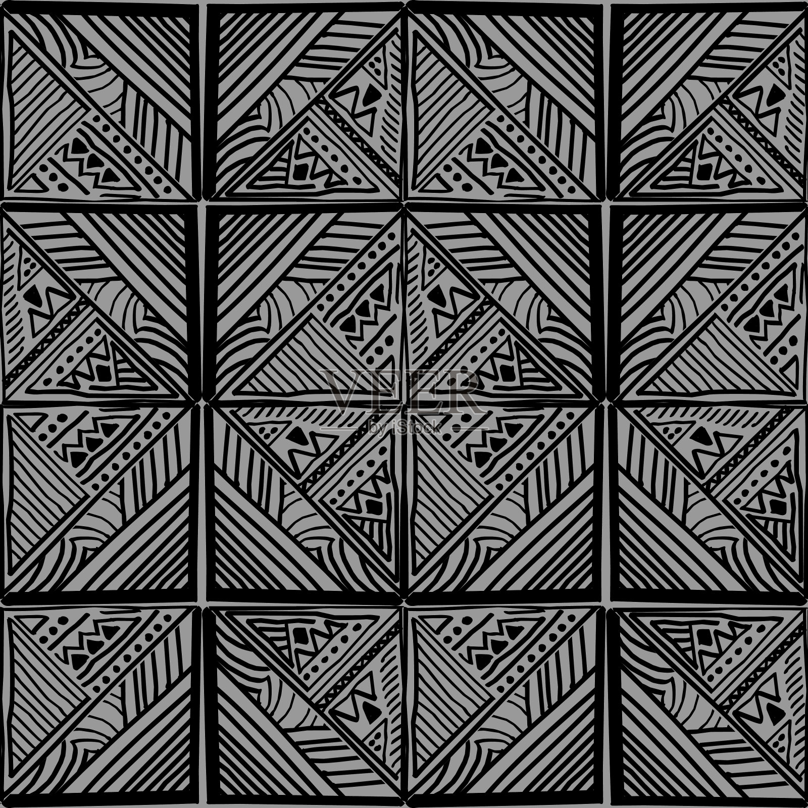 矢量民族无缝模式。部落复古手绘与阿兹特克装饰准备打印。插画图片素材