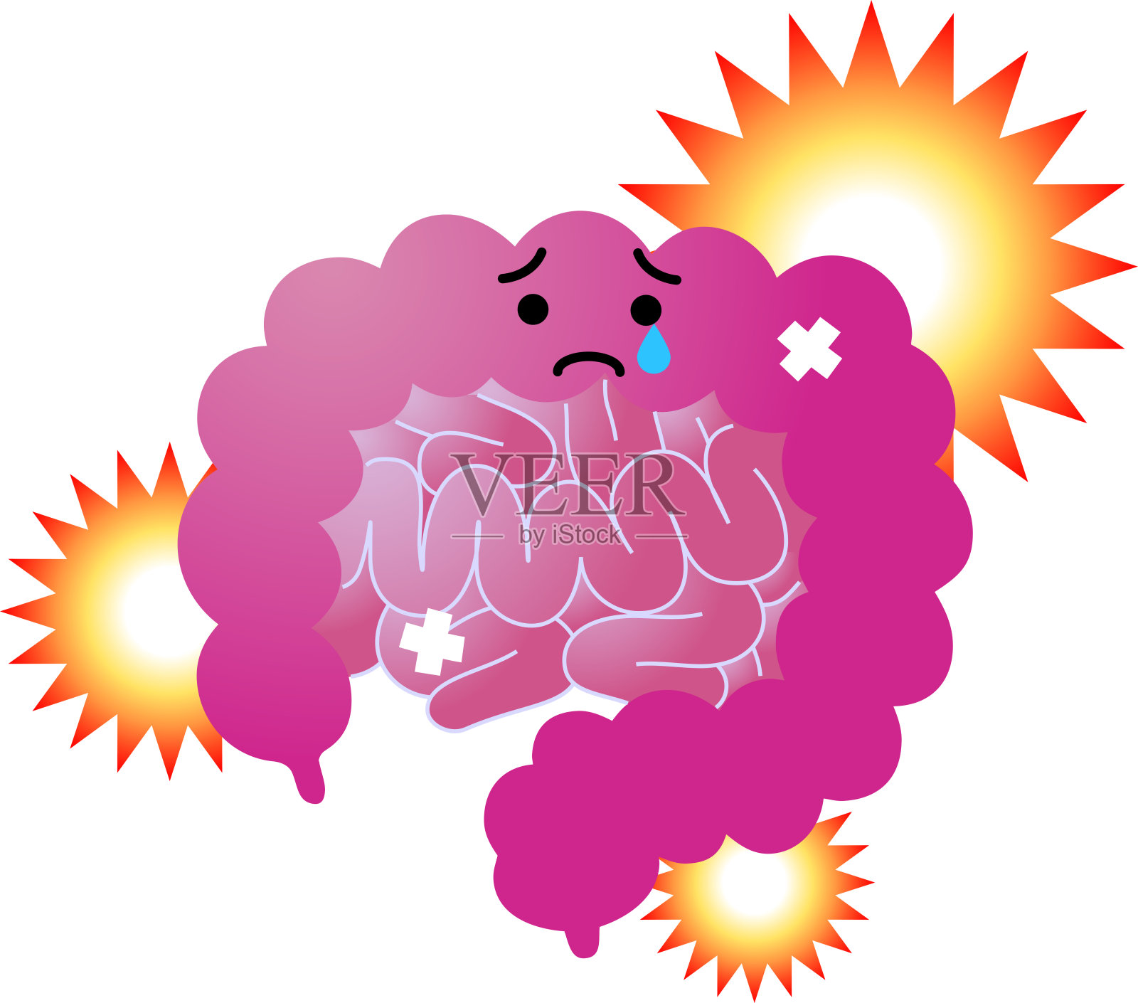 一个可爱的大肠和小肠的插图插画图片素材