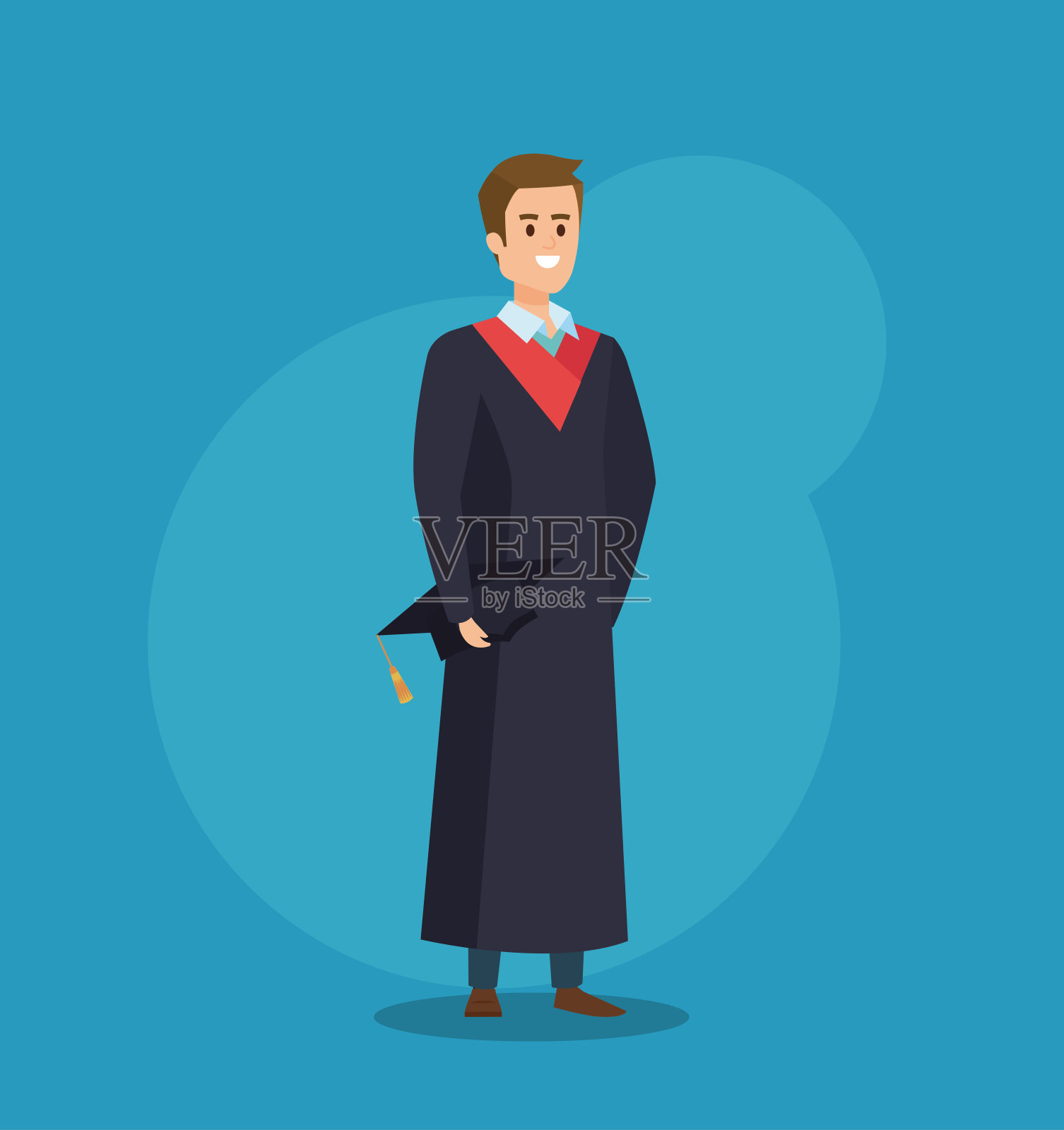 戴着帽子和绳子的大学毕业男人插画图片素材