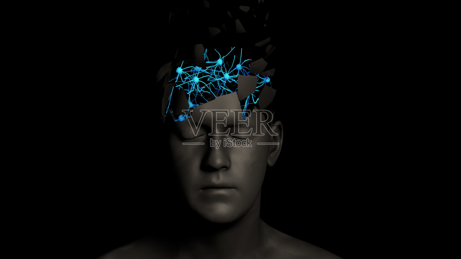 大脑内的神经元细胞网络照片摄影图片