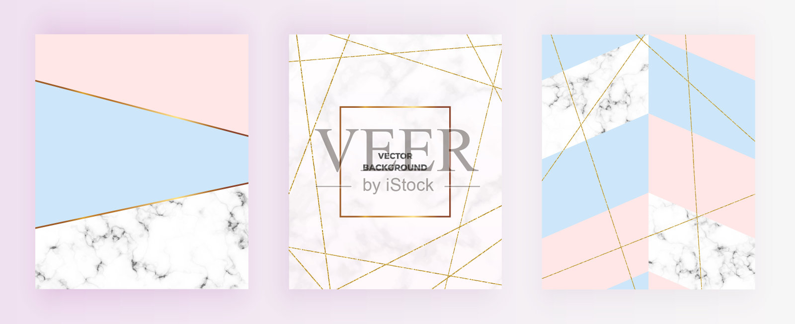 套封面几何设计与黄金闪光线，奶油蓝色，柔和的粉红色和大理石纹理背景。模板邀请，卡片，设计，横幅，婚礼，婴儿送礼会设计模板素材
