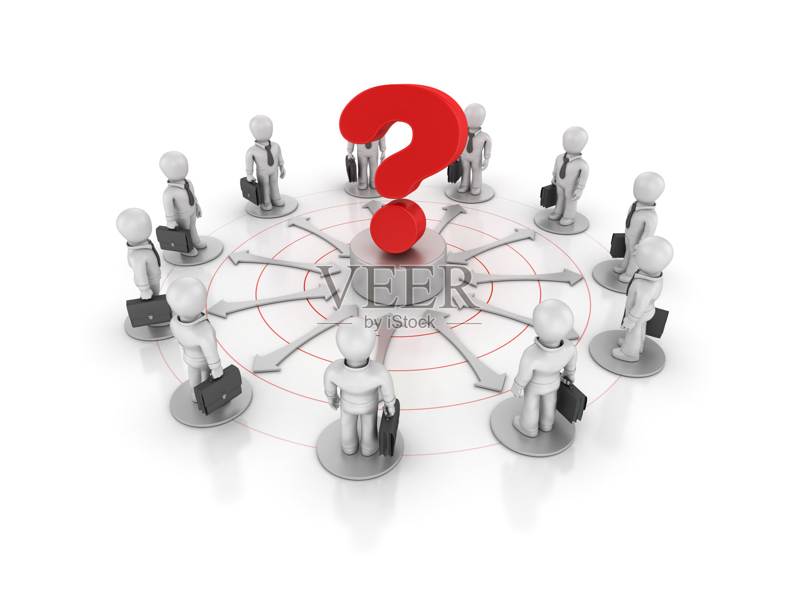 团队商务人员问号- 3D渲染照片摄影图片