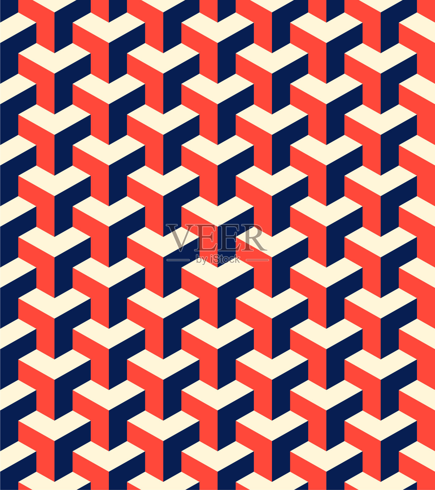 图案立方体背景为红色和蓝色插画图片素材