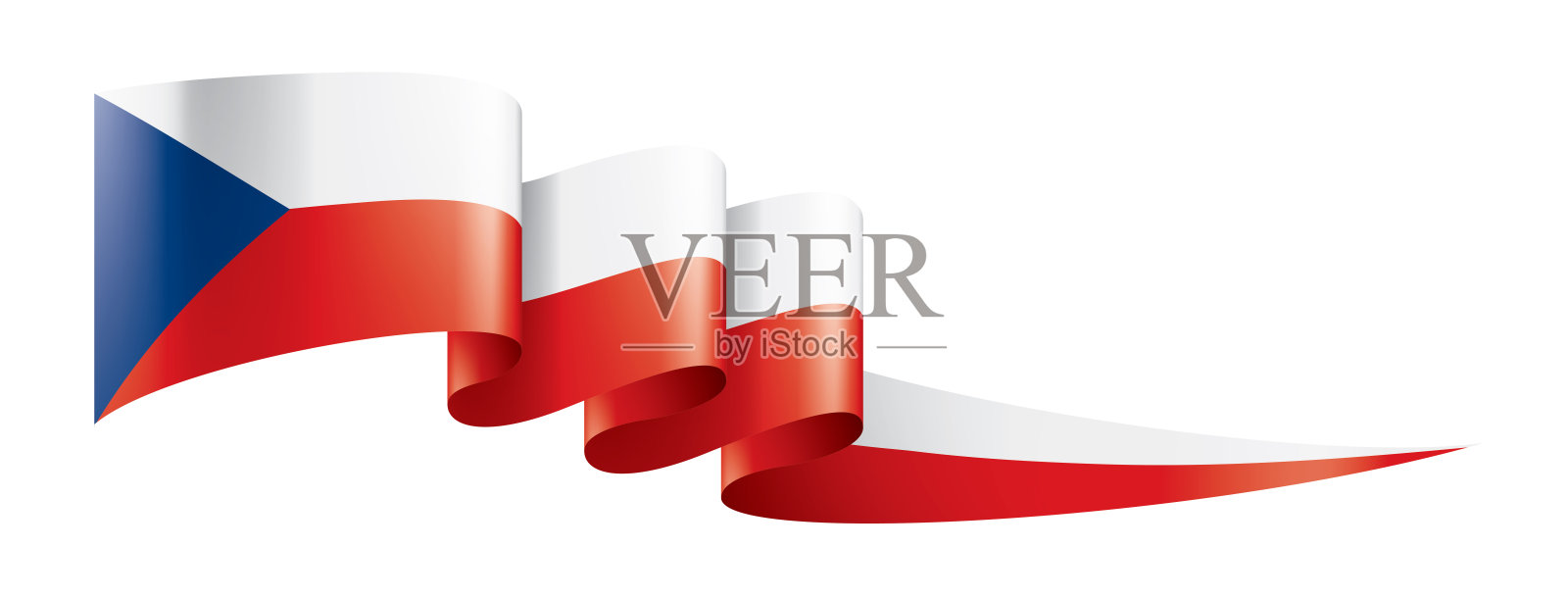 捷克国旗，矢量插图在白色的背景插画图片素材