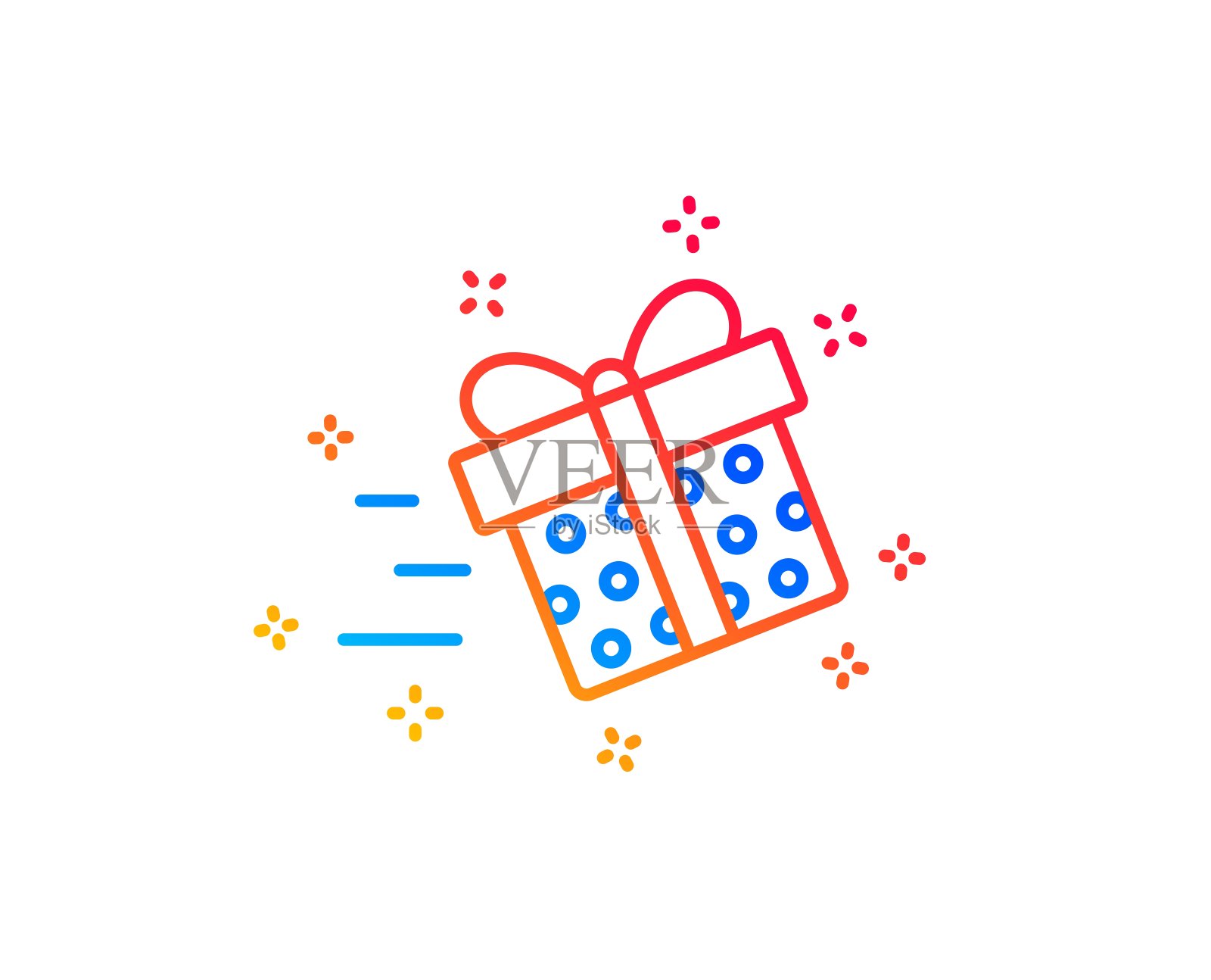 礼盒送货线图标。现在的迹象。向量插画图片素材