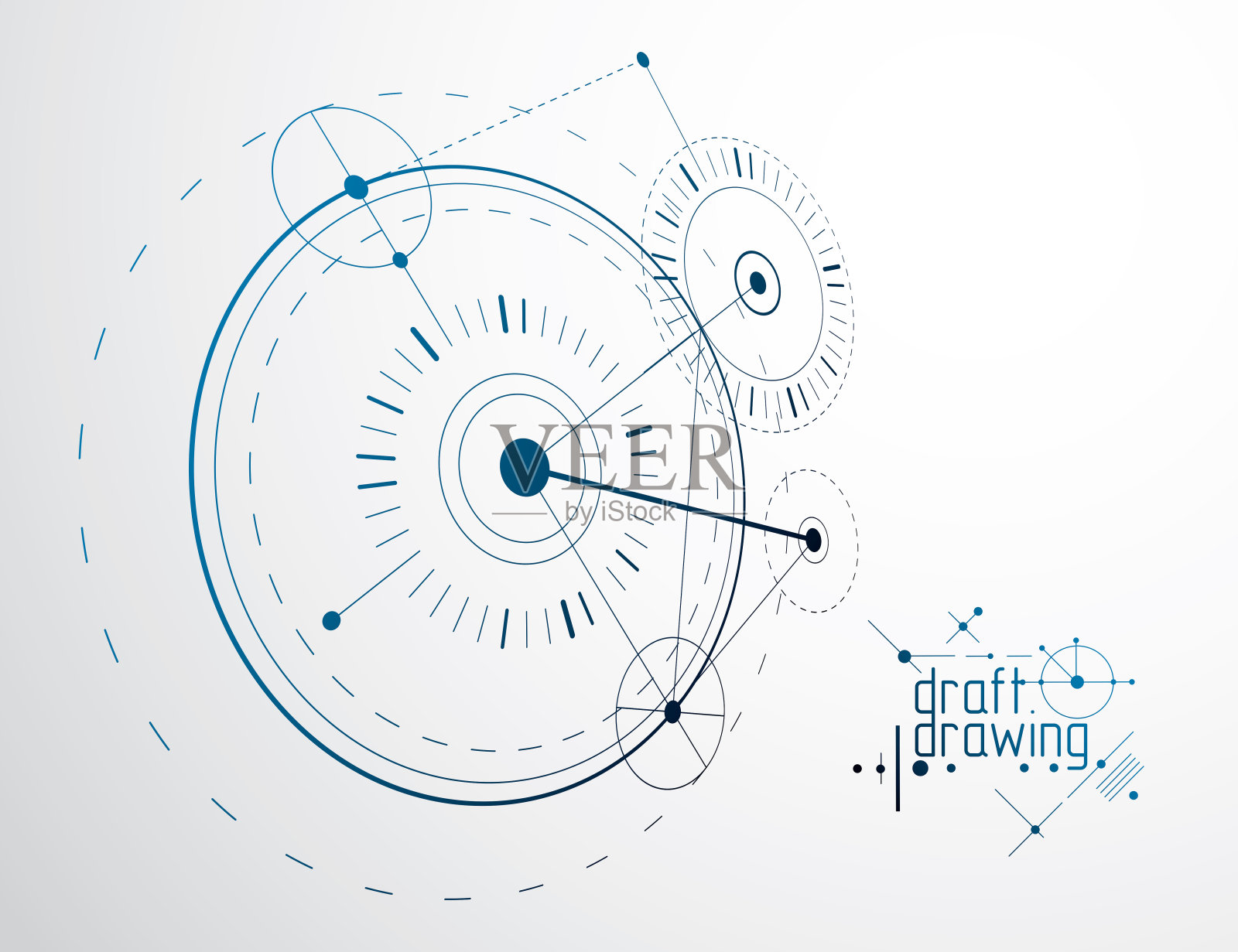 用圆和线制作的工程技术矢量壁纸。现代几何构图可以用作模板和布局。抽象技术背景。插画图片素材