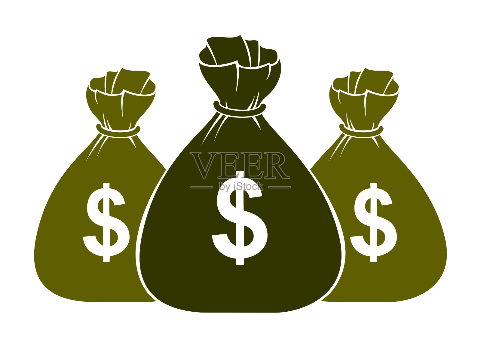 三大款钱袋矢量简单化插图图标，商业和金融主题，所得税收入奖。插画图片素材