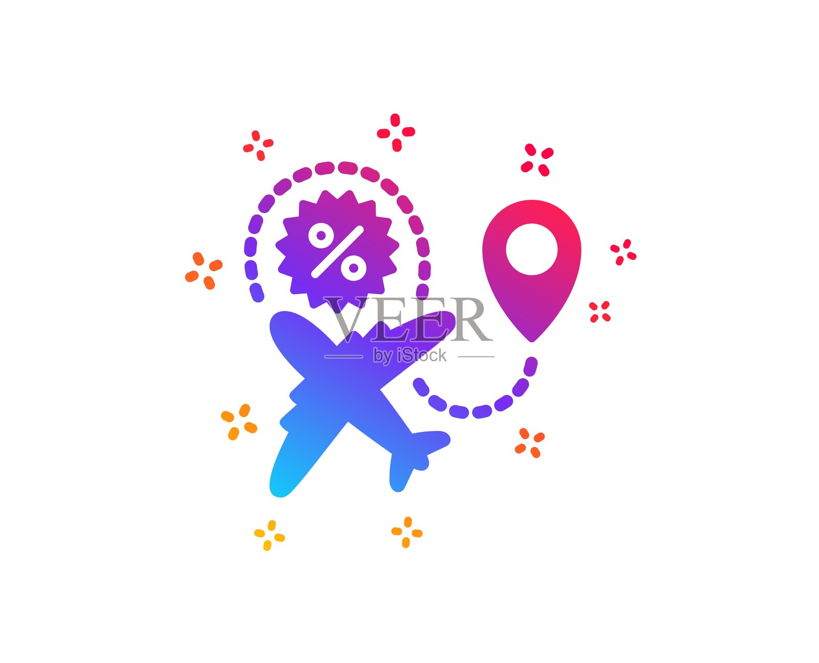 航班销售图标。购物折扣的迹象。向量插画图片素材