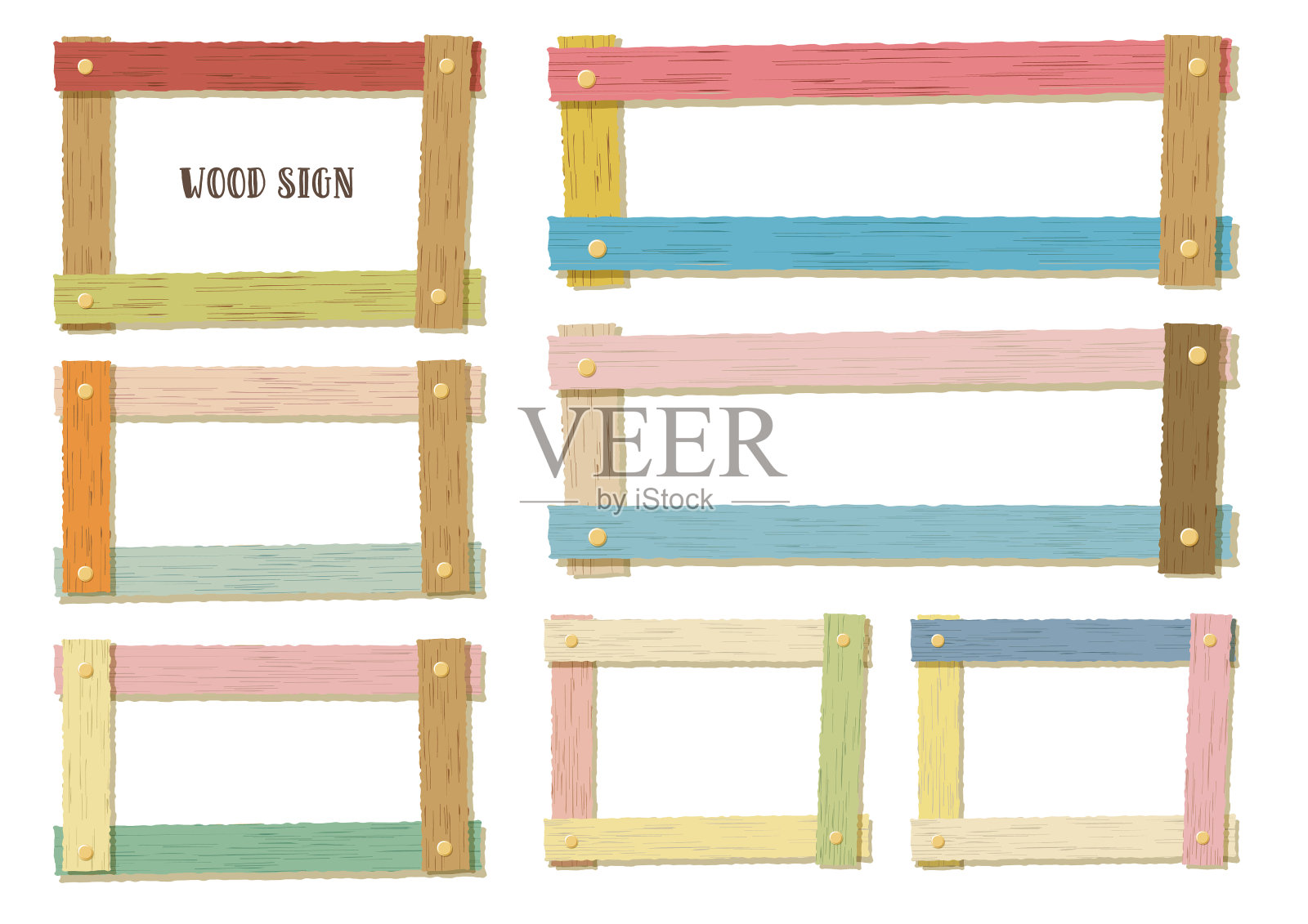 木招牌架套装插画图片素材
