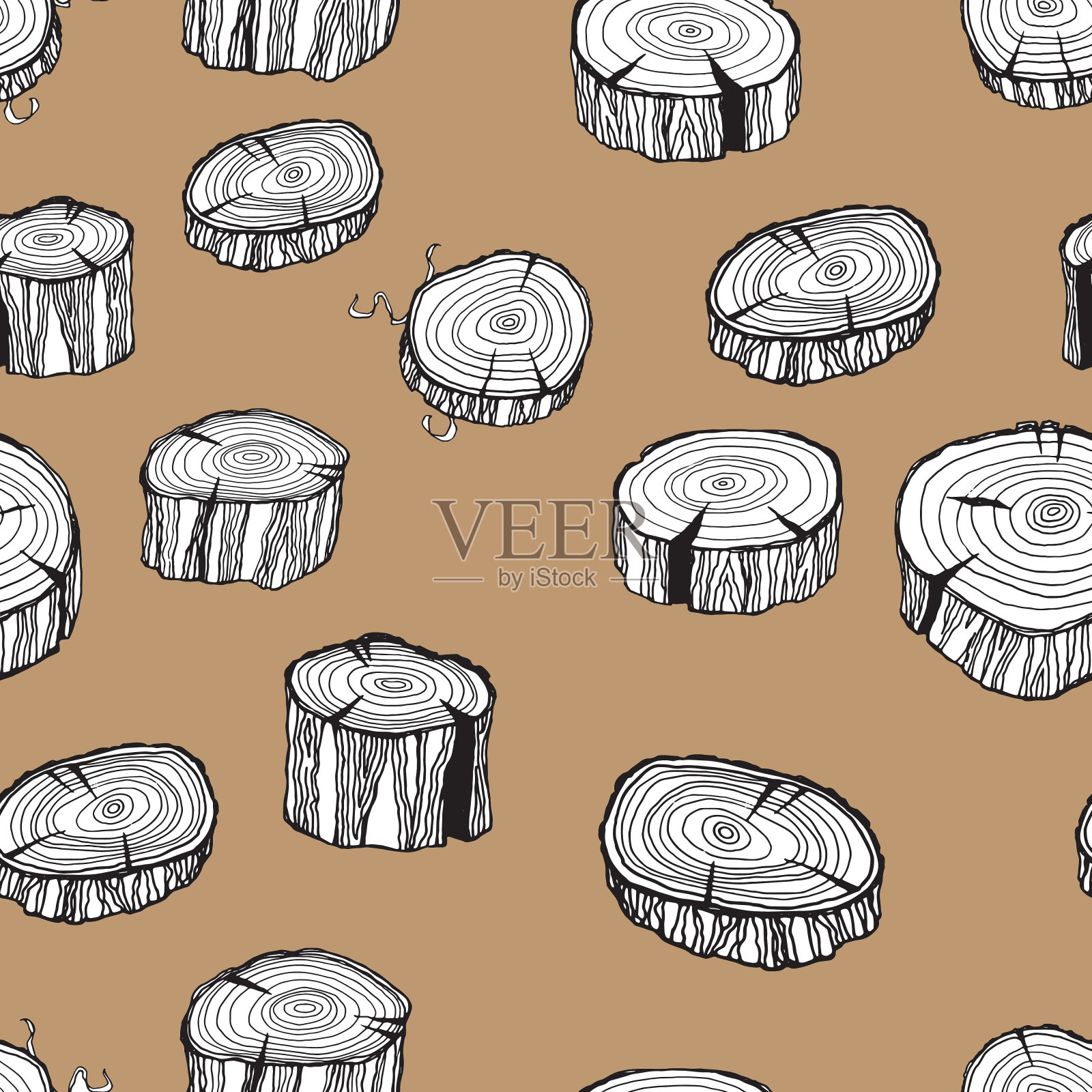 木枝和树桩模式插画图片素材