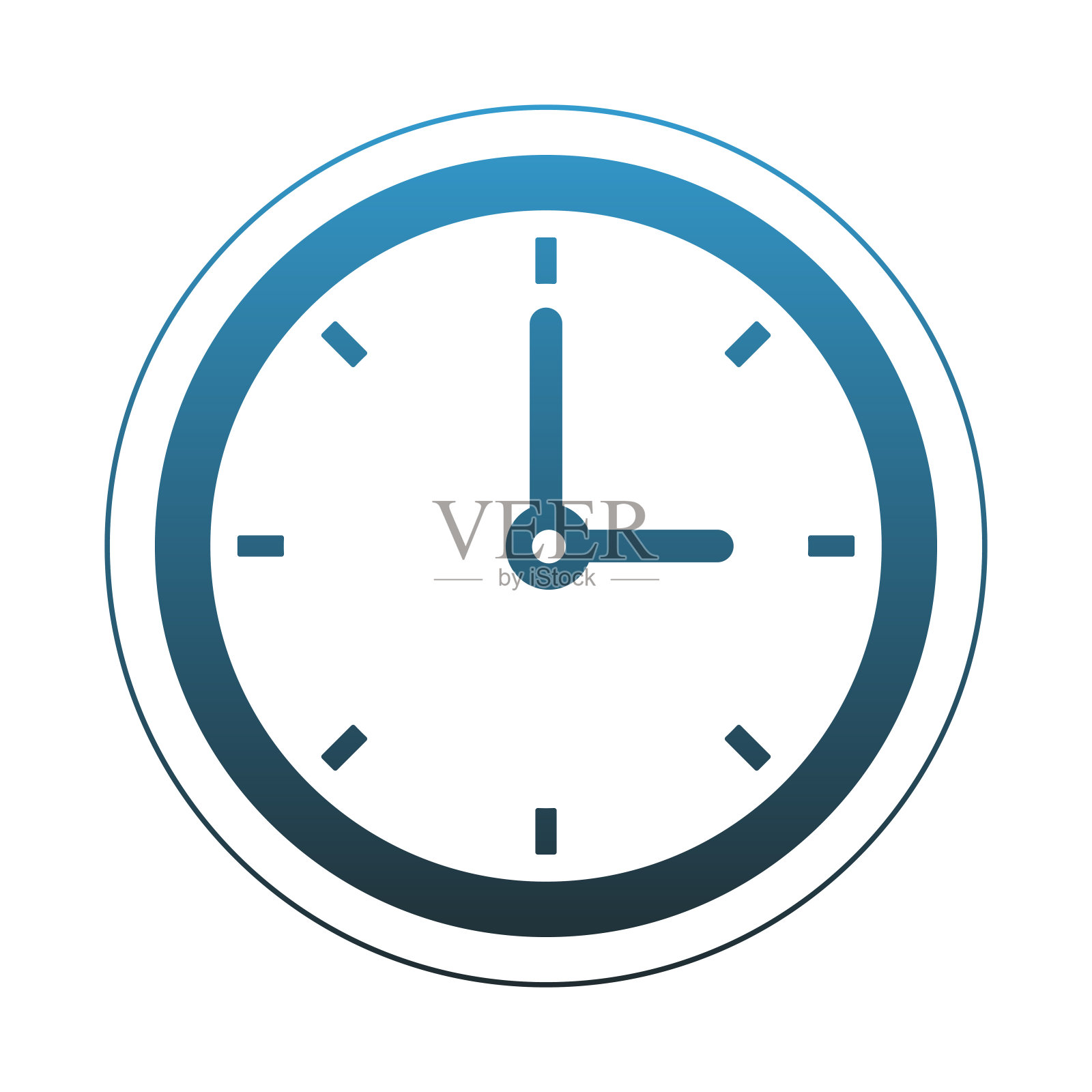 挂钟符号蓝线插画图片素材