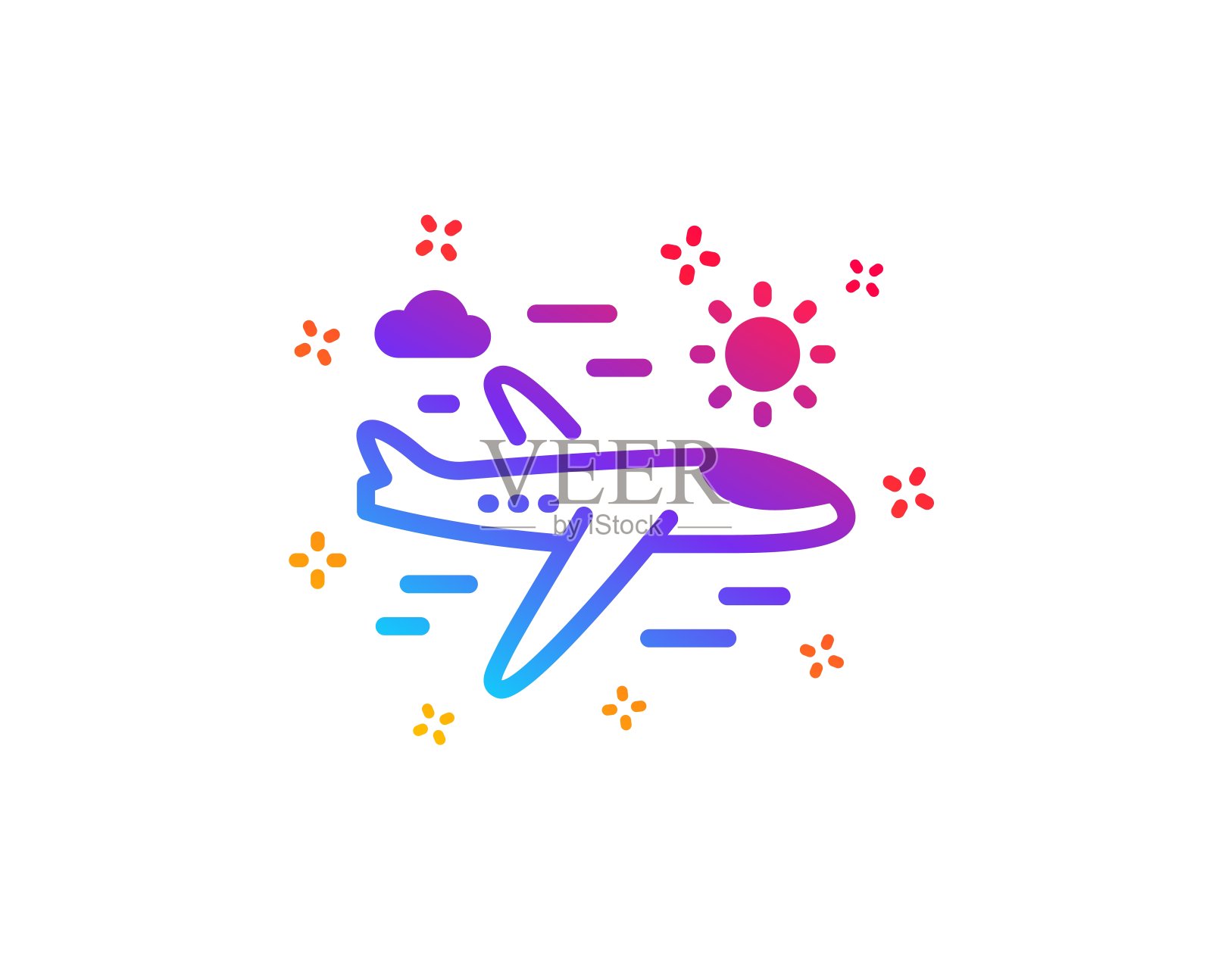 飞机旅行图标。旅行飞行的迹象。向量插画图片素材