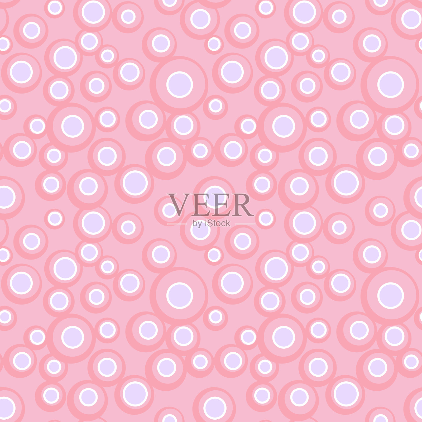 简单的矢量彩色气泡在彩色的背景。抽象几何无缝图案插画图片素材