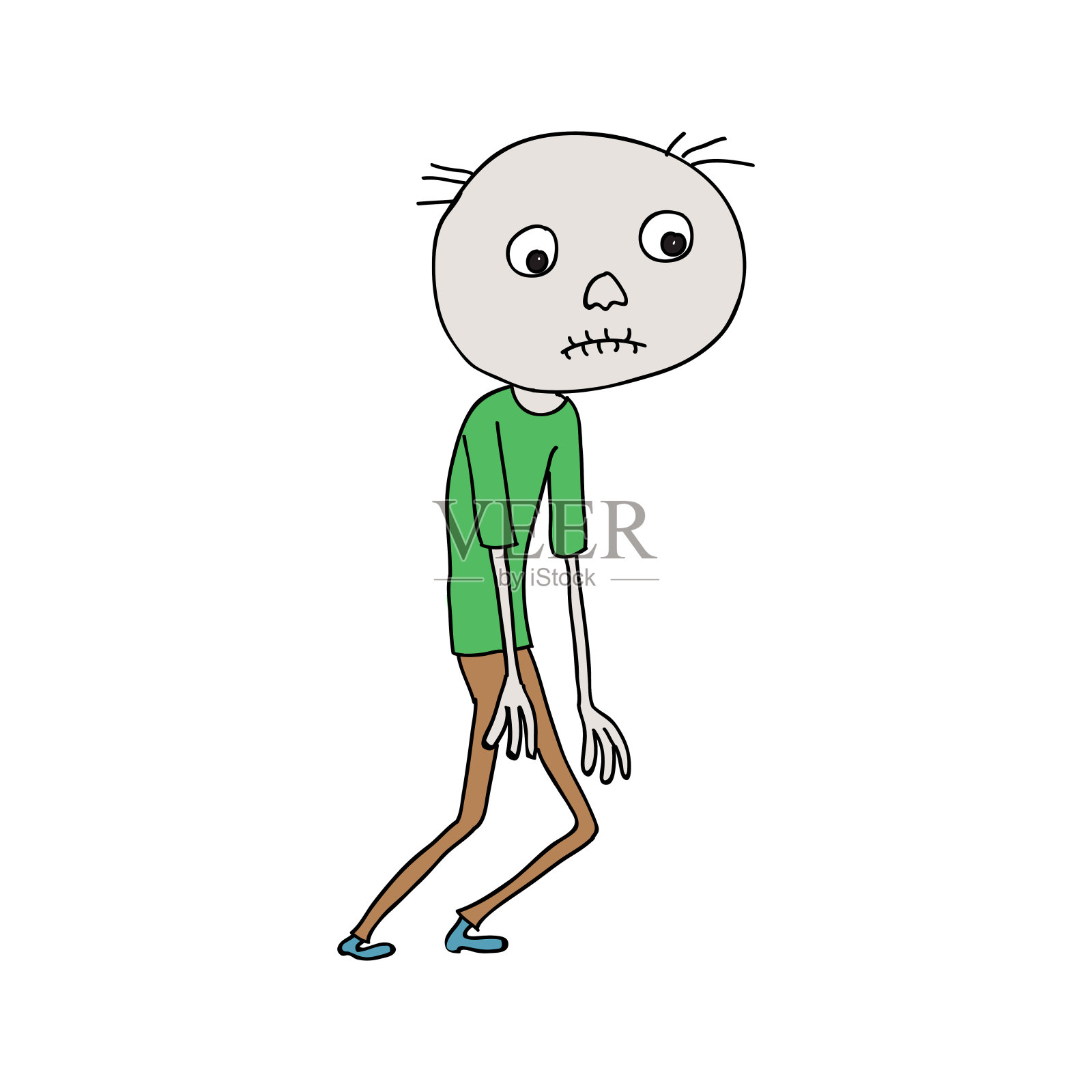 角色像僵尸一样行走。彩色的轻而易举。贫血。插画图片素材