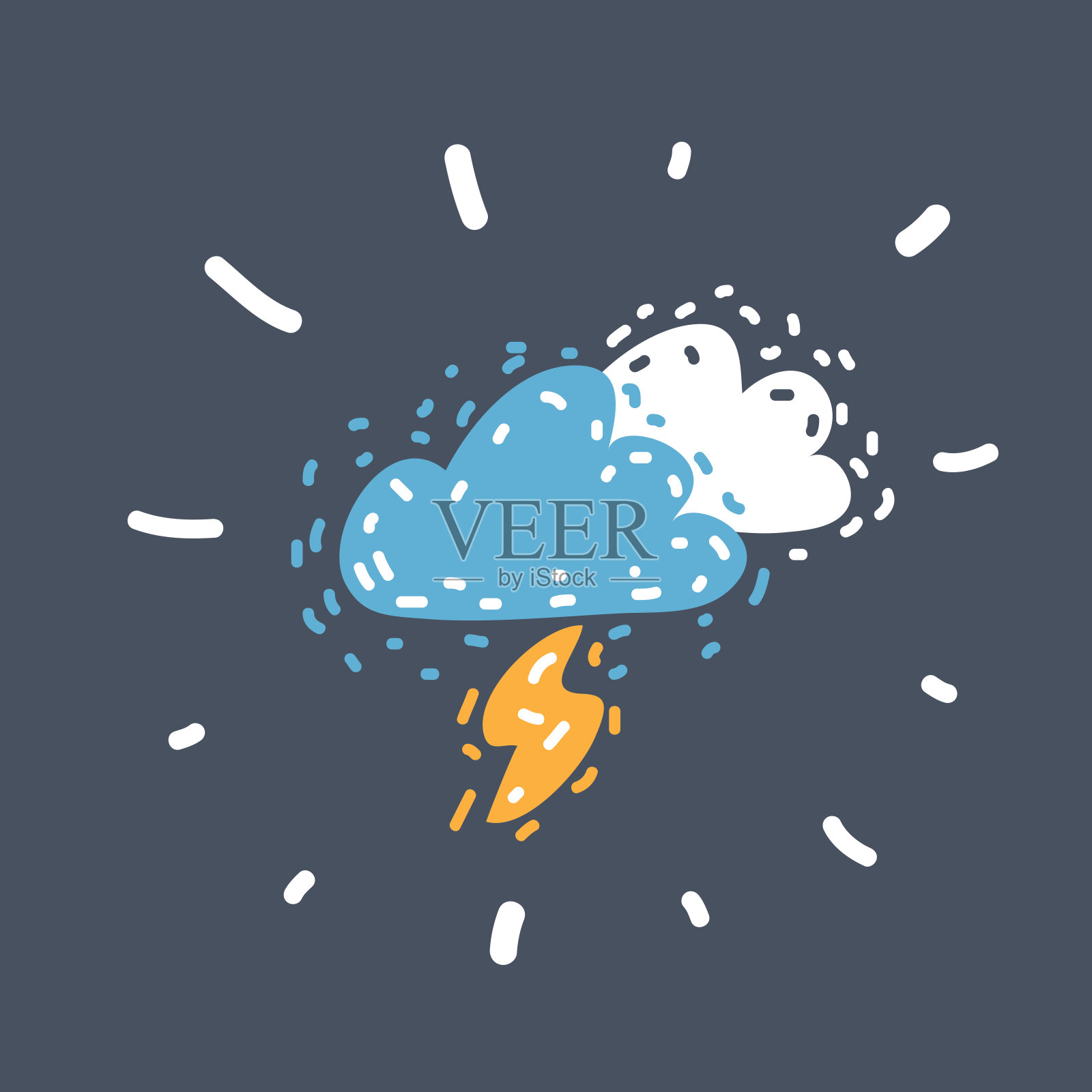 Wather图标在黑暗。插画图片素材