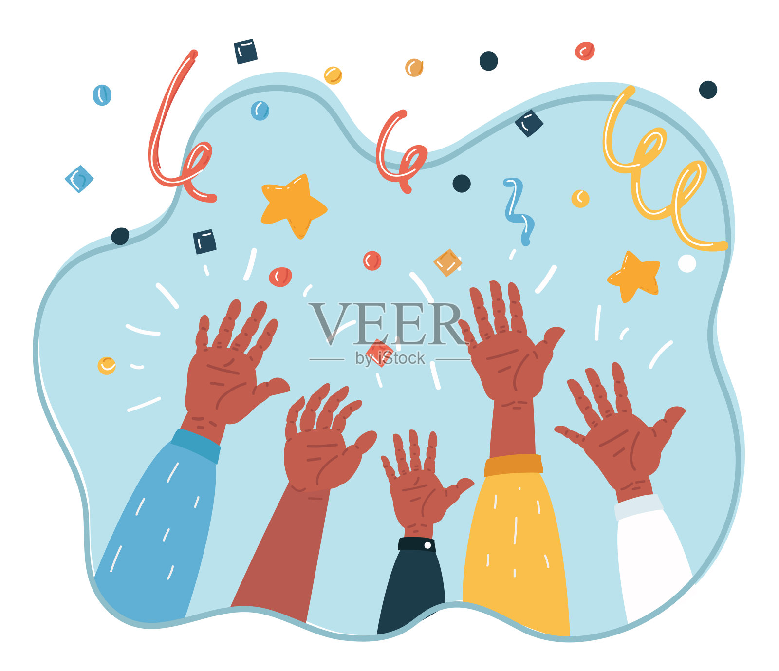 彩色举手矢量插画图片素材