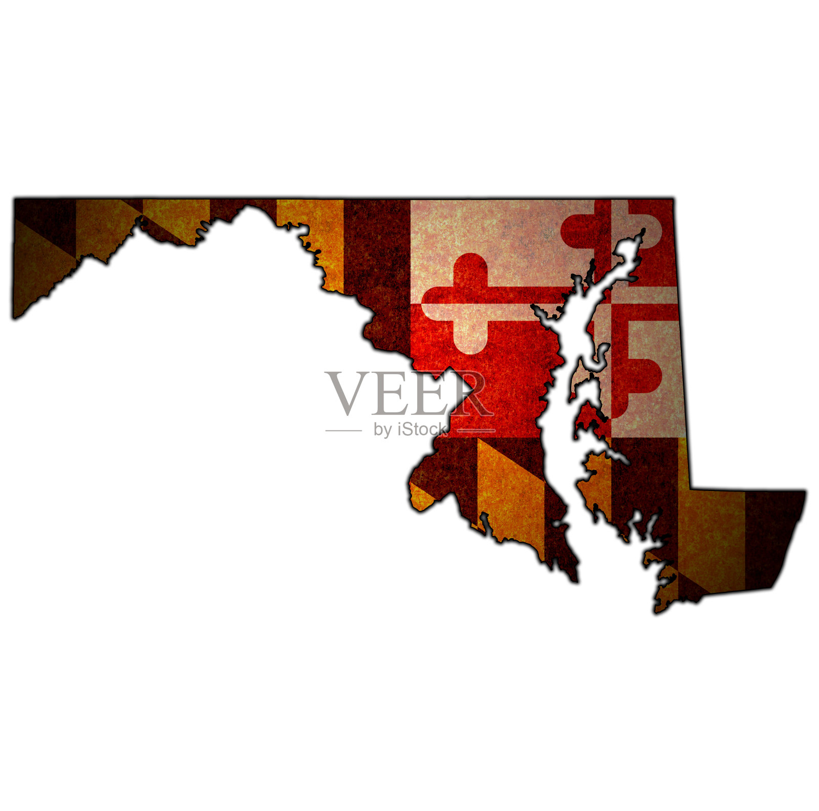 带有旗帜的马里兰州领土插画图片素材