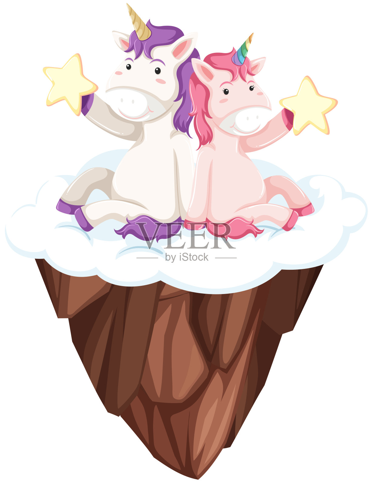 独角兽角色在白色背景插画图片素材