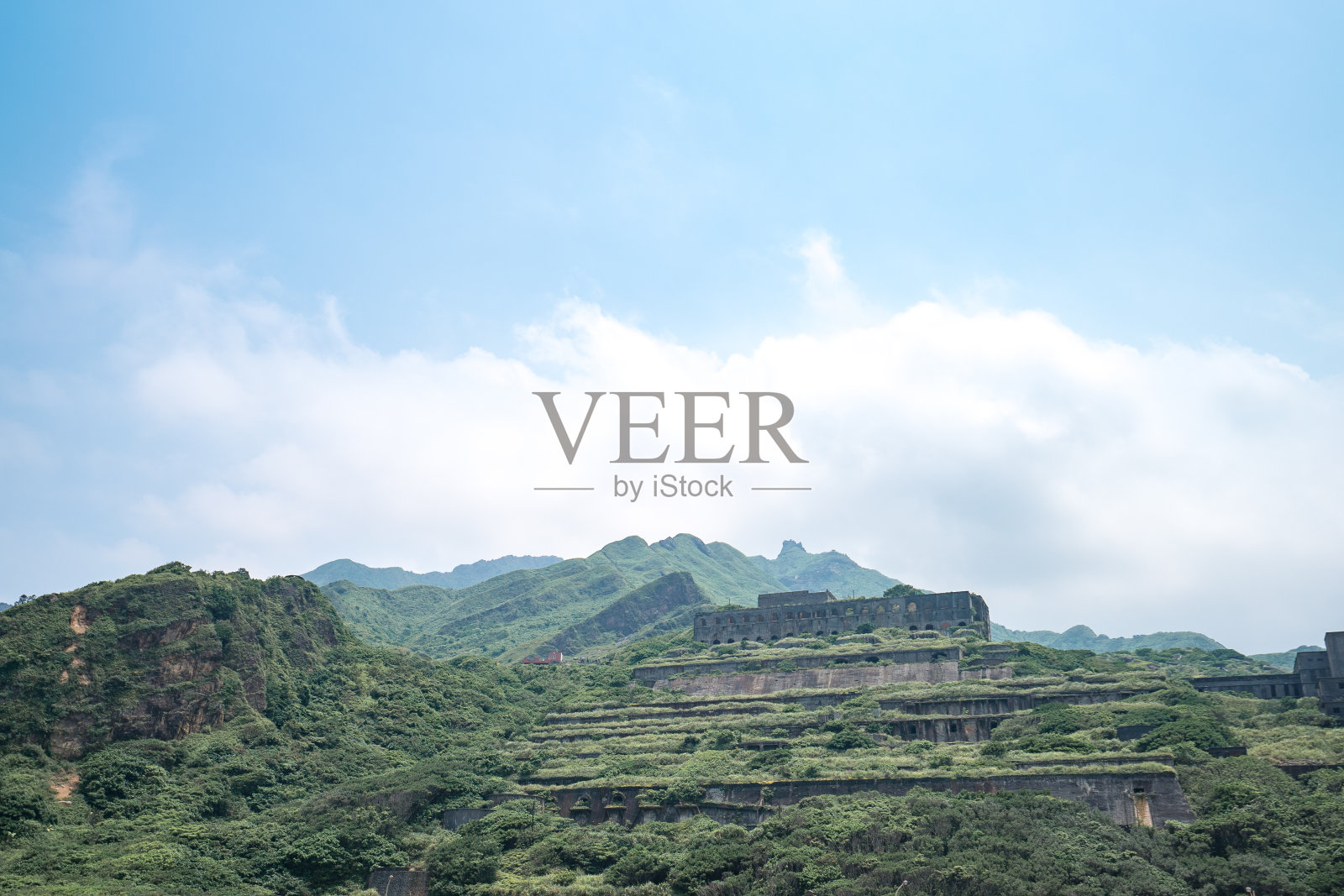 台湾新台北市瑞坊区水南东银阳海13层遗址(铜冶炼厂遗址)鸟瞰图照片摄影图片