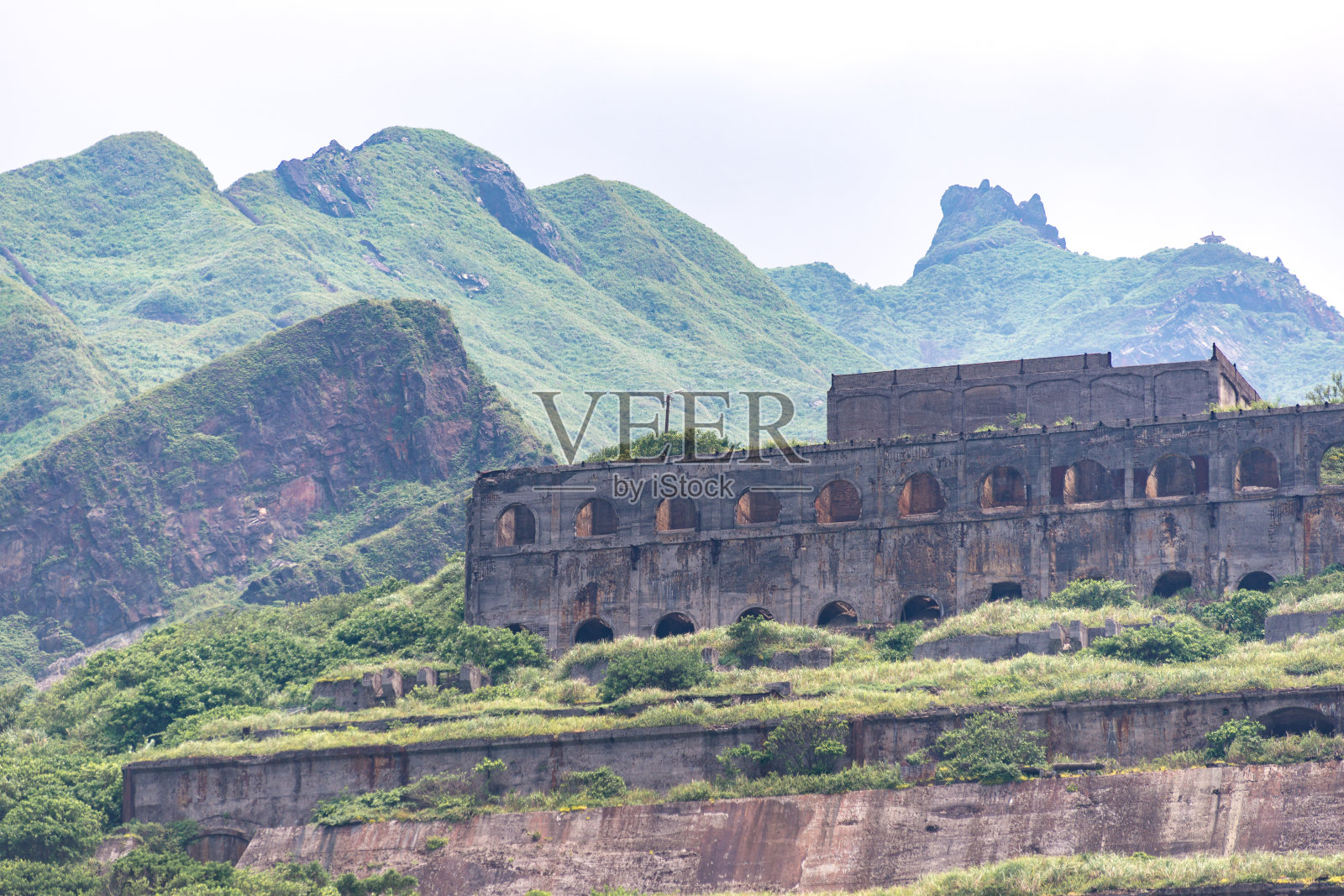 台湾新台北市瑞坊区水南东银阳海13层遗址(铜冶炼厂遗址)鸟瞰图照片摄影图片