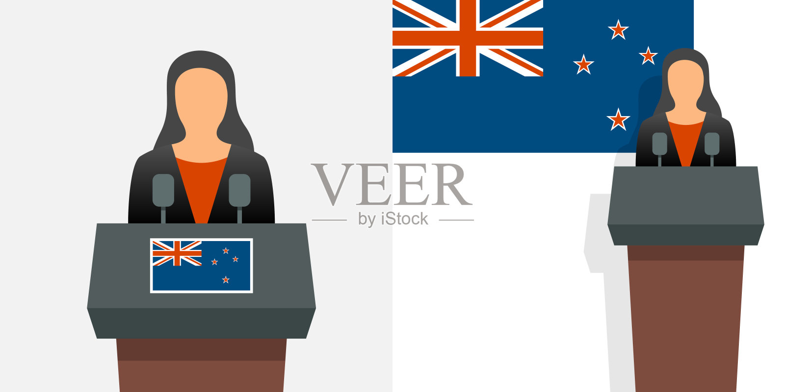 新西兰总理和国旗设计元素图片