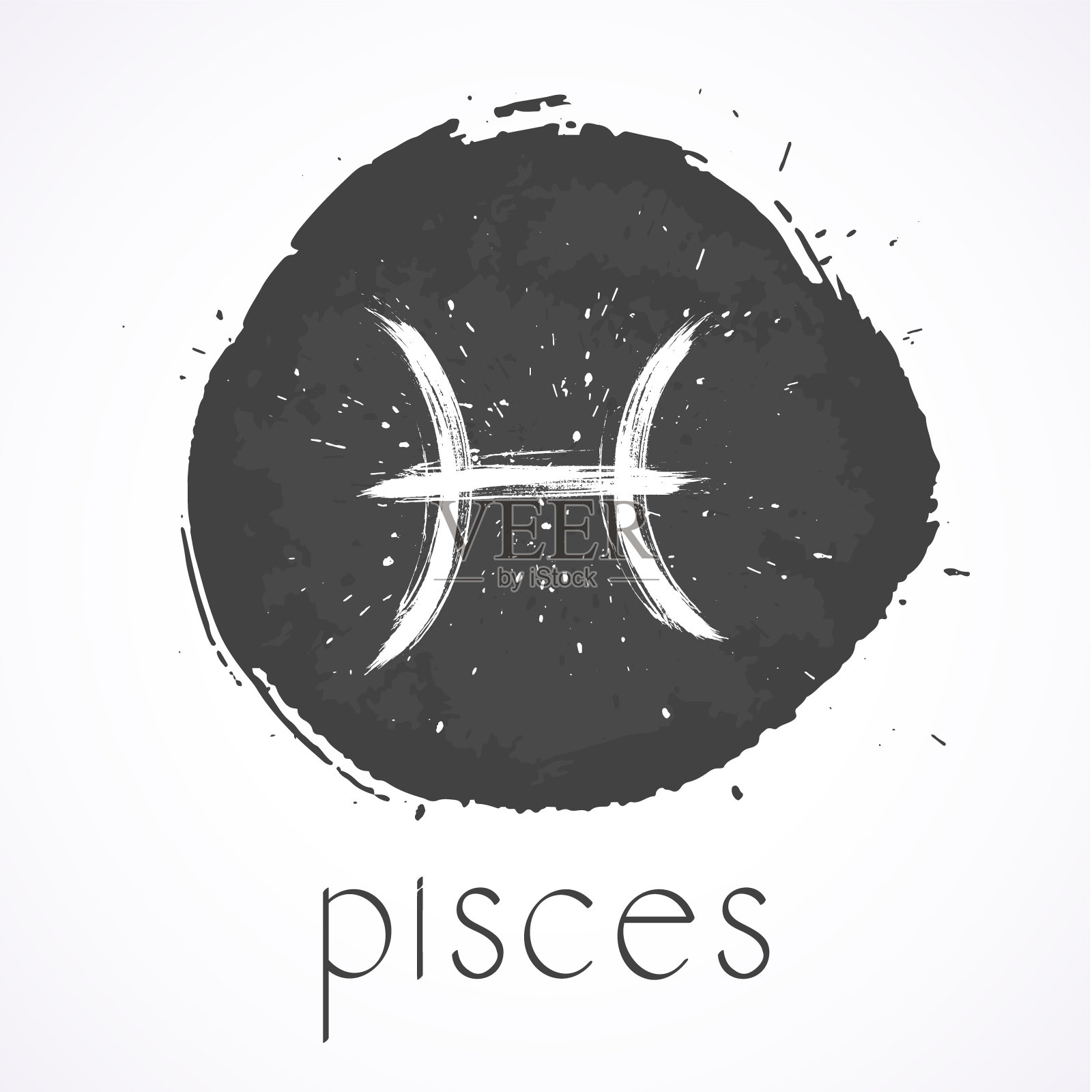 矢量插图与手绘星座双鱼座。插画图片素材