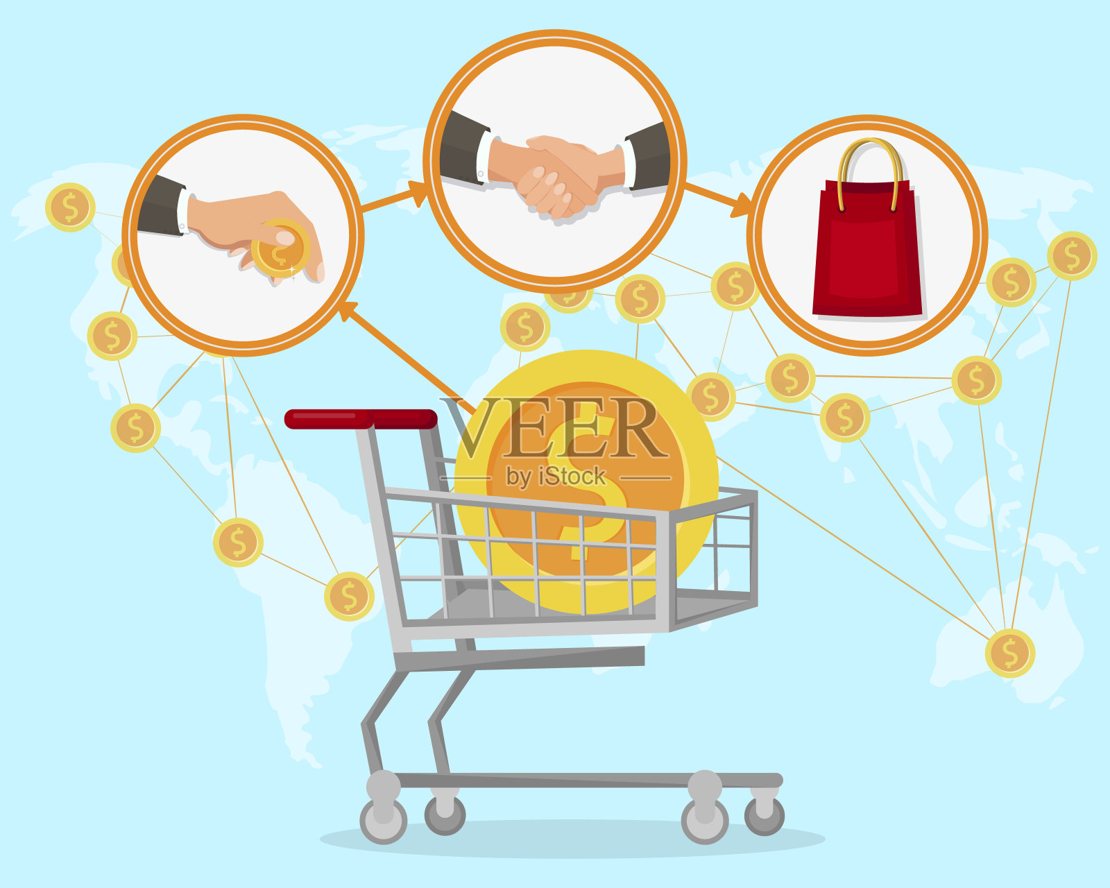 电子商务利润、收入平面矢量图插画图片素材