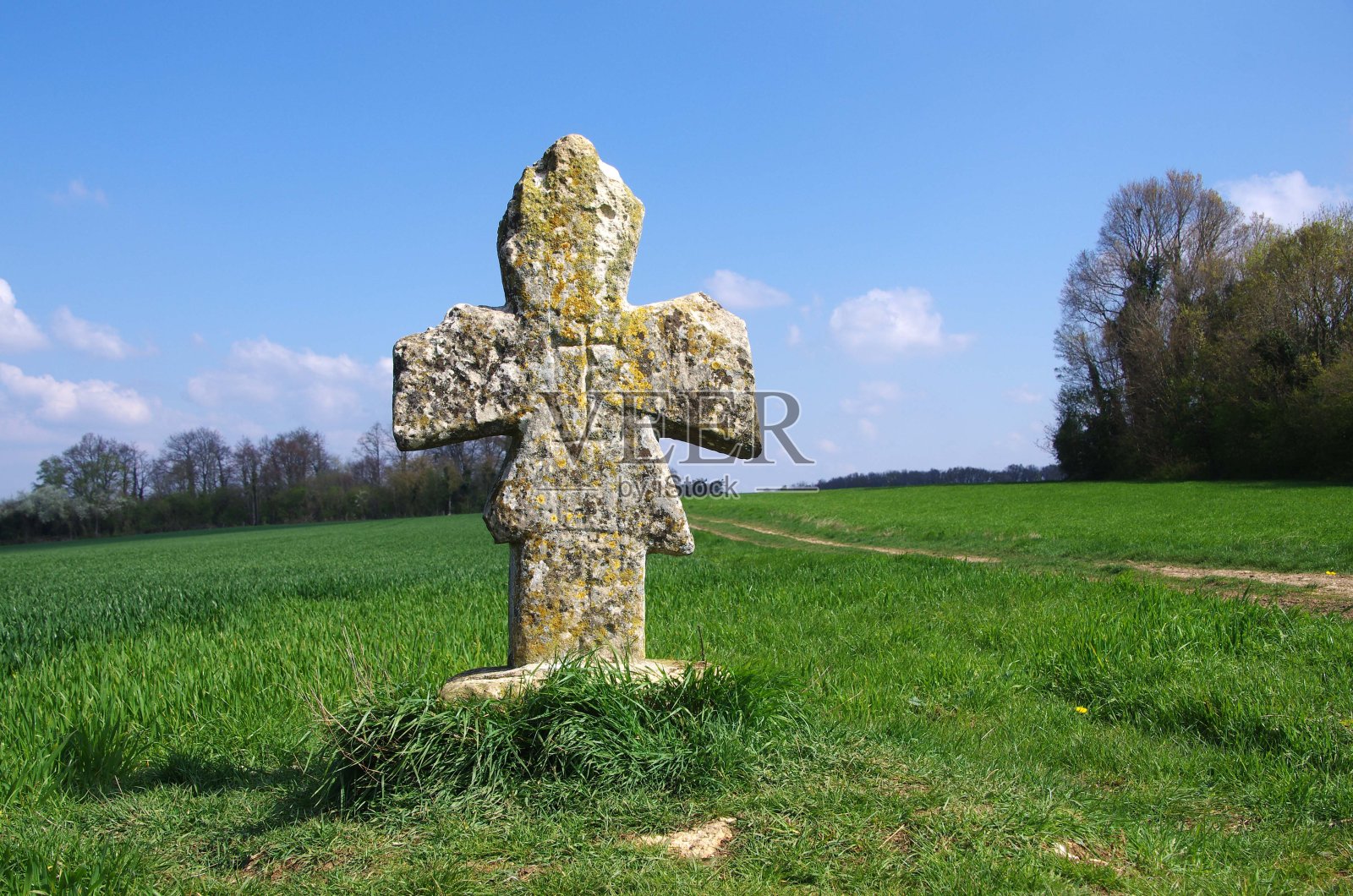 十字pattee在法国巴黎附近的田野，欧洲照片摄影图片