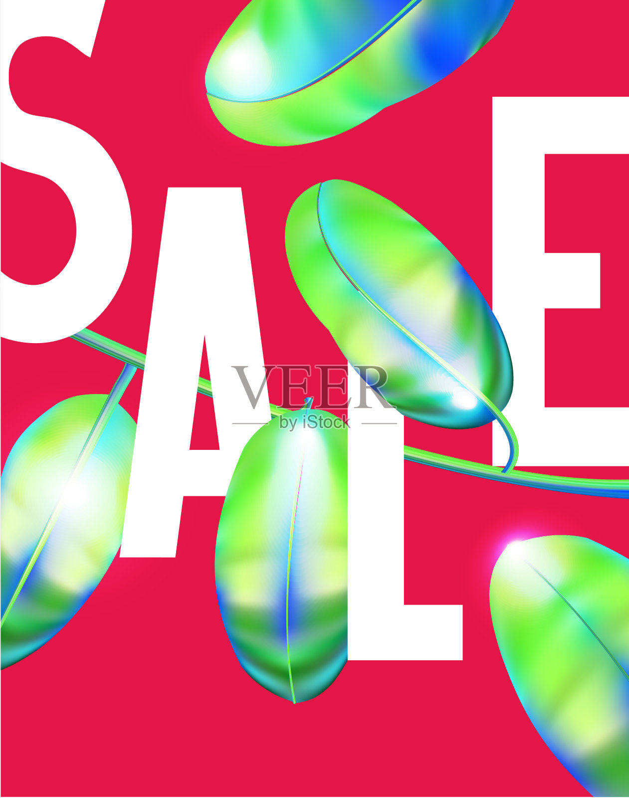 印有特别鲜艳的香蕉树叶和字母的夏季销售横幅。矢量图插画图片素材