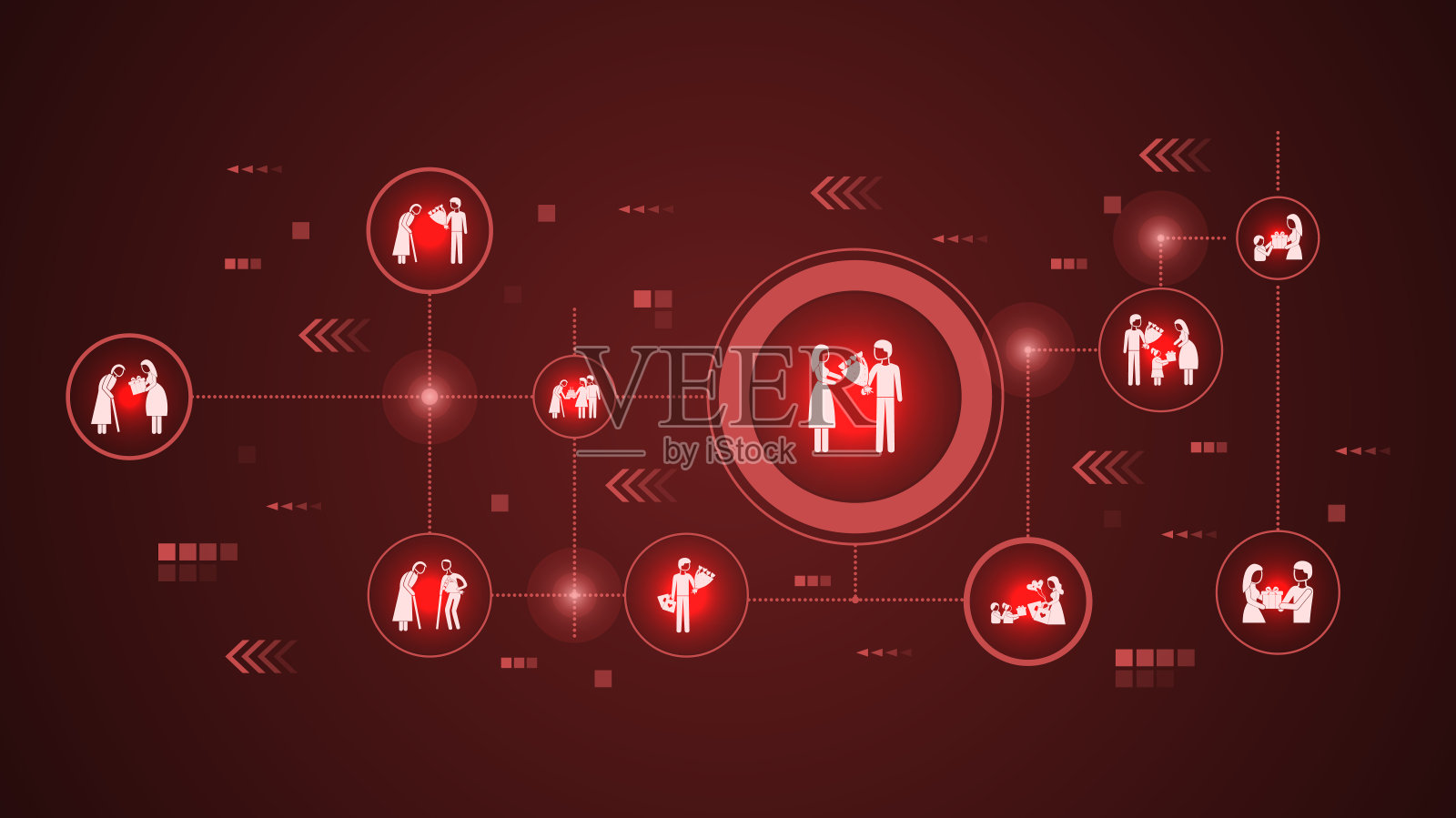 爸爸给妈妈献花。来自母亲节套装插画图片素材