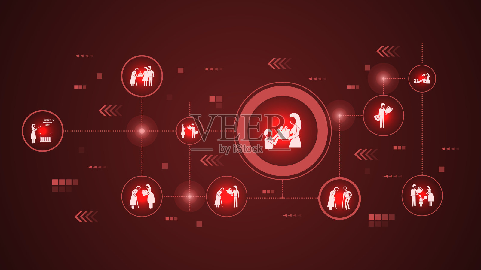 the child gives a gift to mom icon. 来自母亲节套装插画图片素材