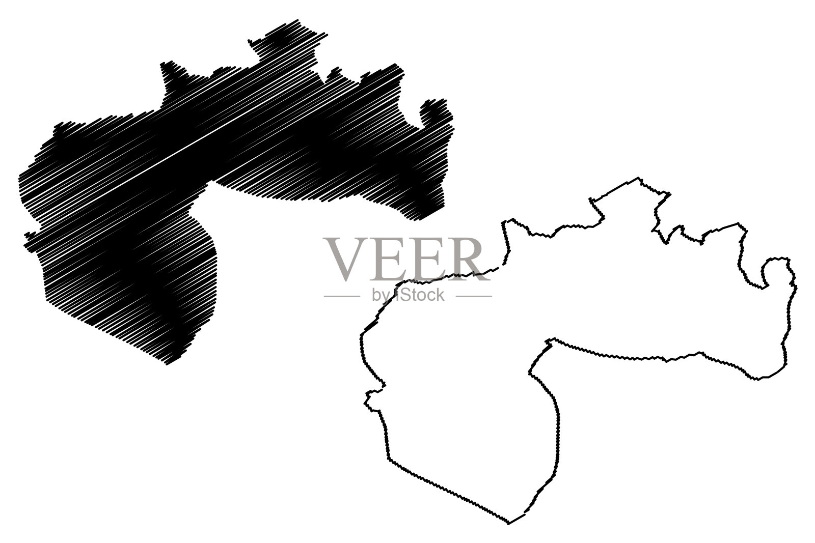 比斯克拉省(阿尔及利亚、阿尔及利亚人民民主共和国省)地图矢量插图，比斯克拉地图草稿插画图片素材