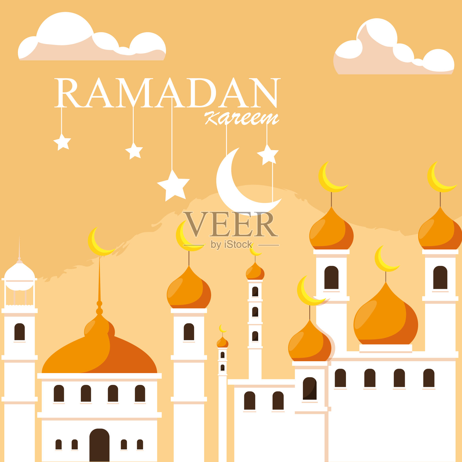 斋月卡里姆清真寺建筑传统插画图片素材