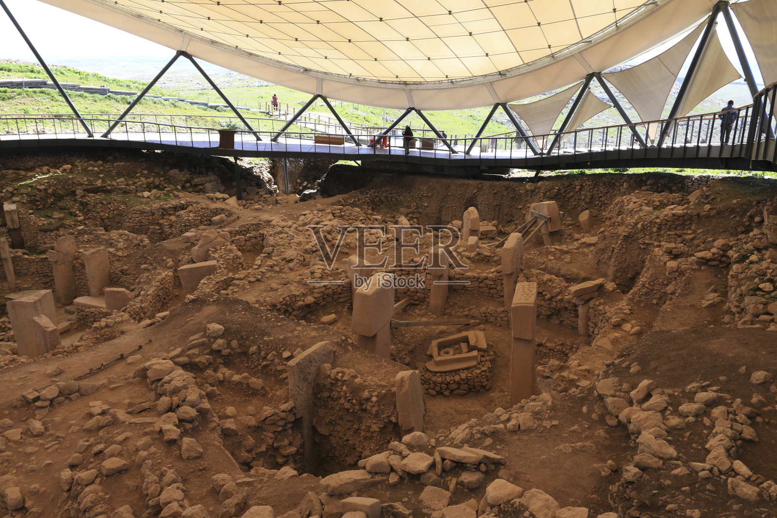 土耳其Sanliurfa哥贝克莱特佩考古遗址。世界上最古老的庙宇。哥贝克力山丘是联合国教科文组织世界遗产。)照片摄影图片