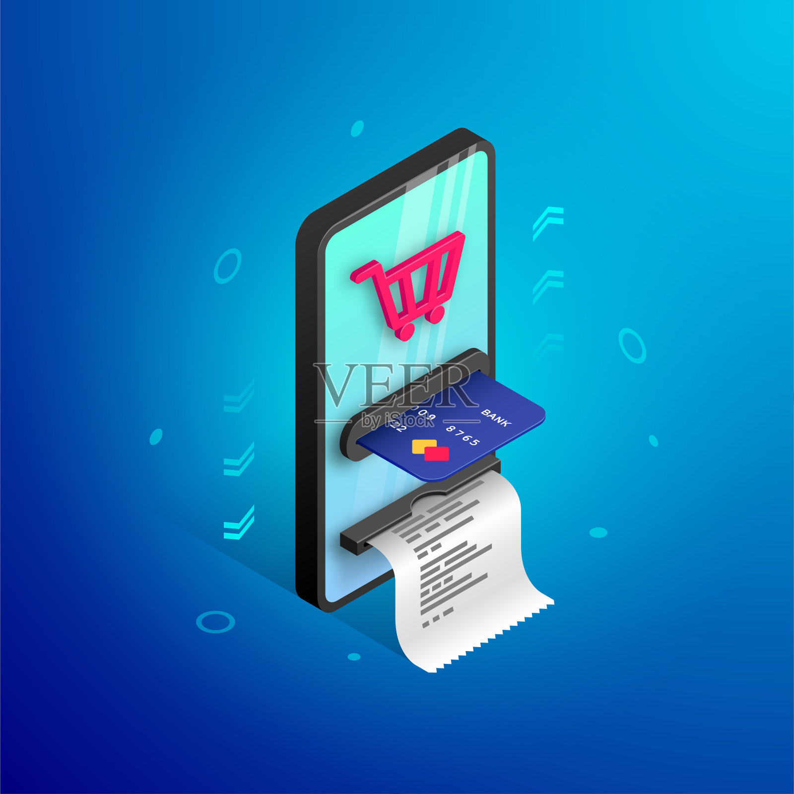 网上购物横幅孤立在白色插画图片素材