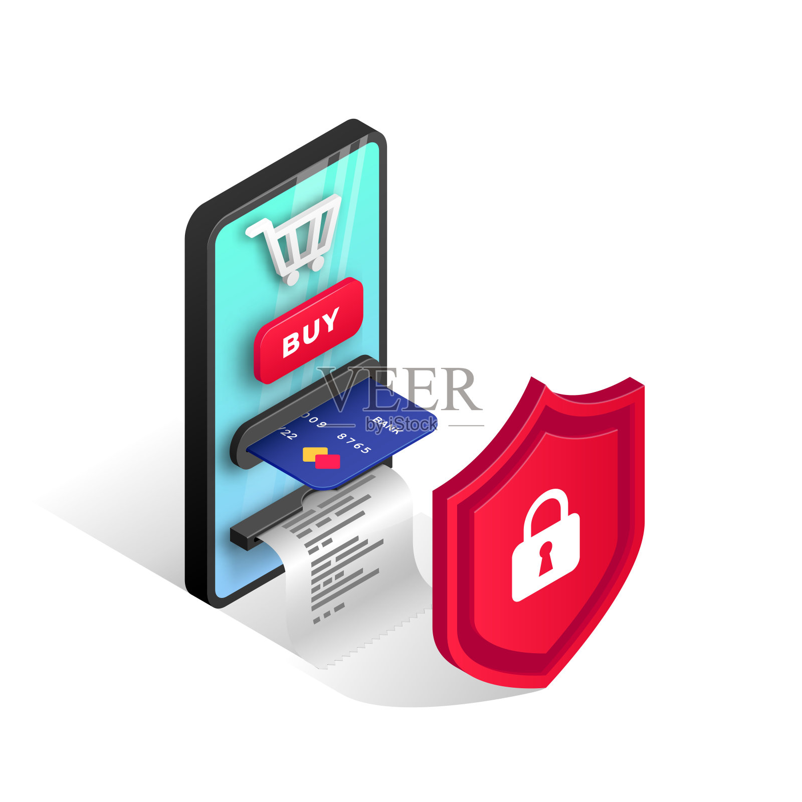 网上支付保护概念孤立插画图片素材