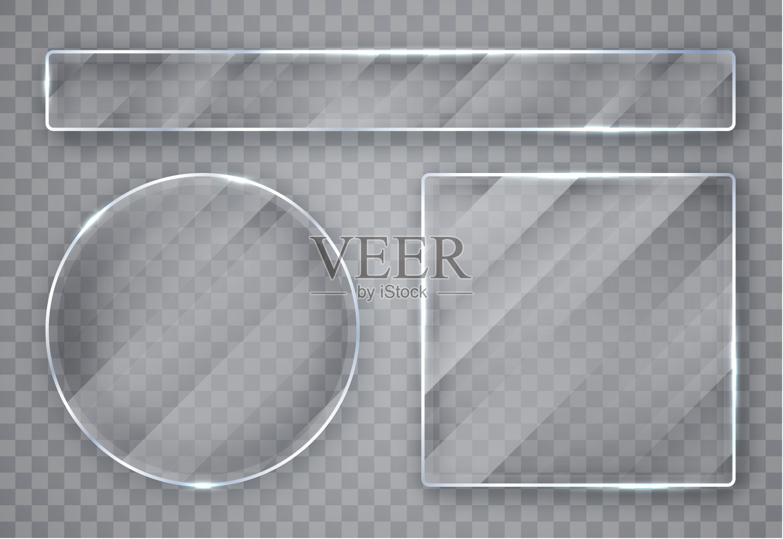 玻璃板。透明背景上的玻璃横幅。平板玻璃。矢量图插画图片素材