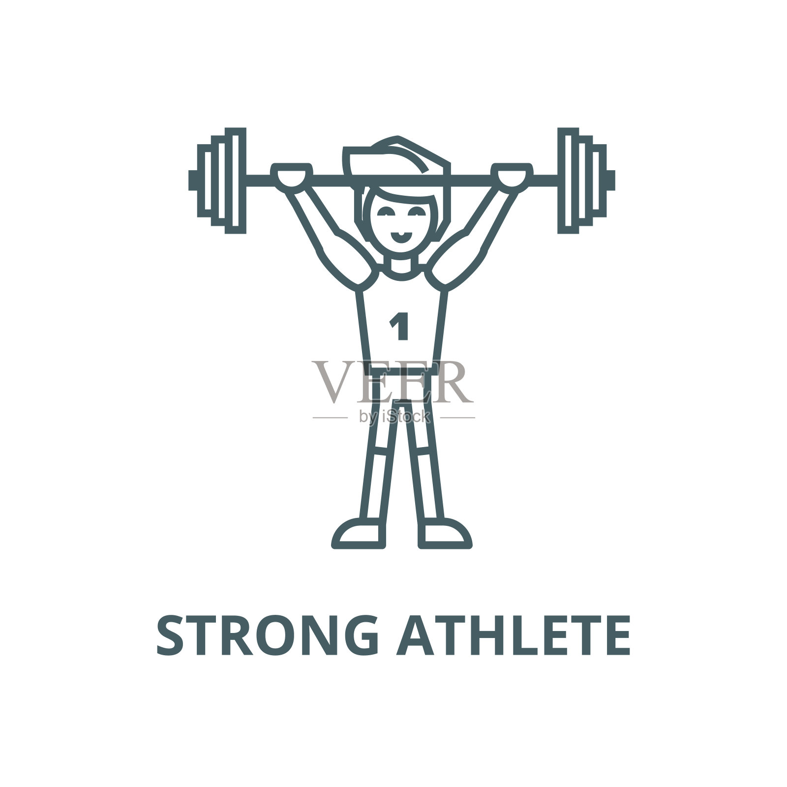 强运动员用矢量线图标、线性概念、轮廓符号、符号插画图片素材