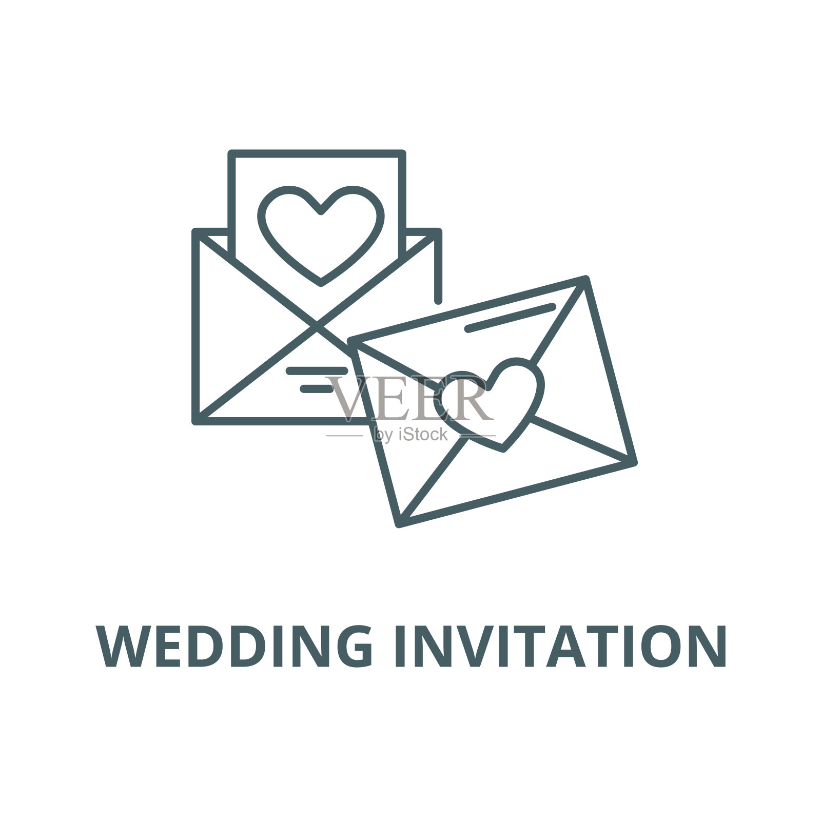 婚礼请柬矢量线图标，线性概念，轮廓标志，符号设计模板素材