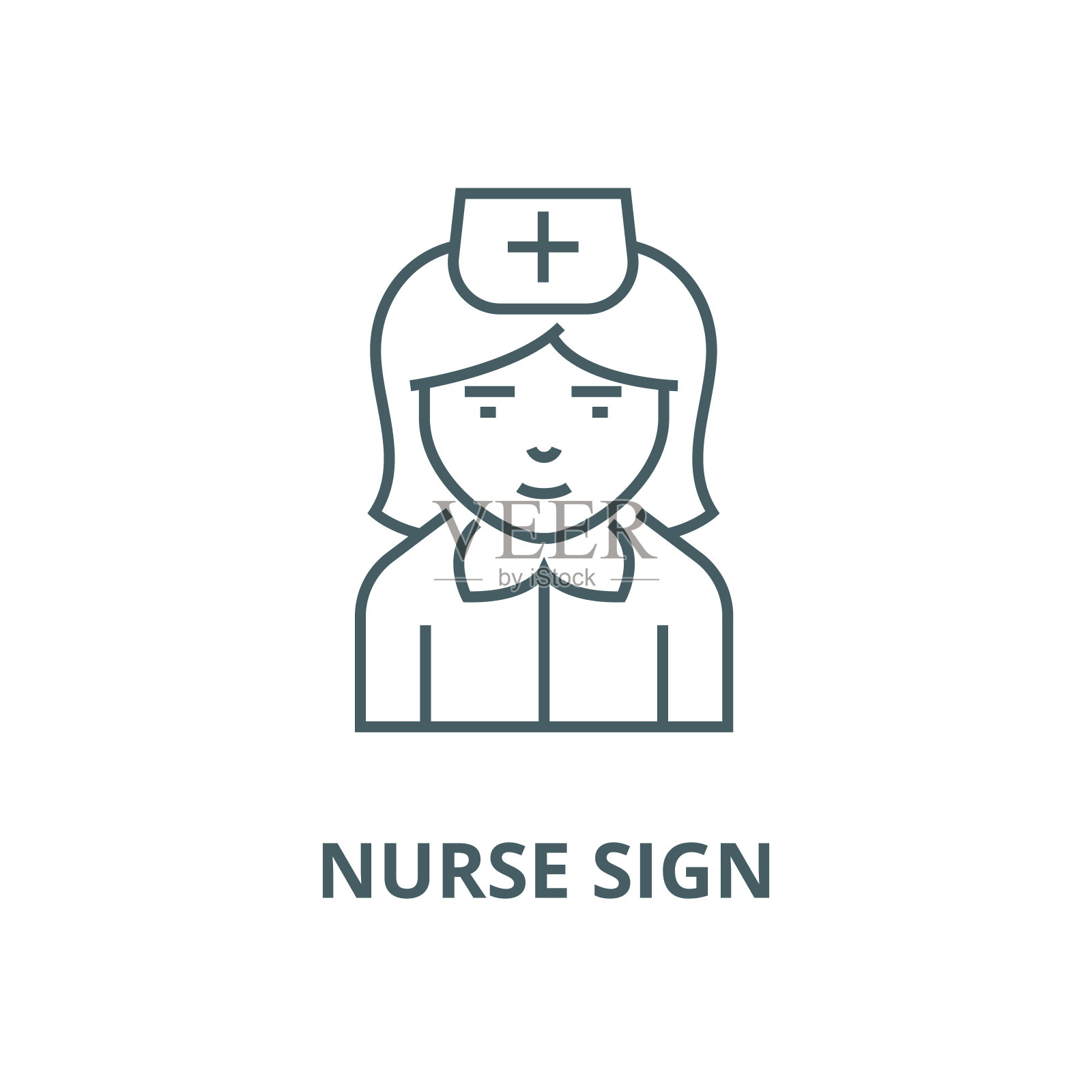 护士符号矢量线图标，线形概念，轮廓符号，符号图标素材
