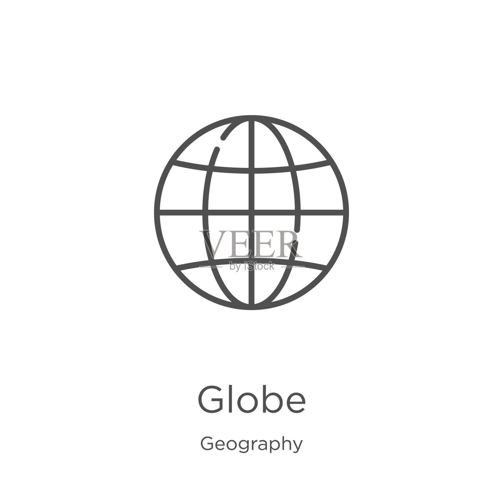 地球图标向量从地理集合。细线地球仪轮廓图标矢量插图。轮廓线，细线地球仪图标，用于网站设计和移动，应用程序开发插画图片素材