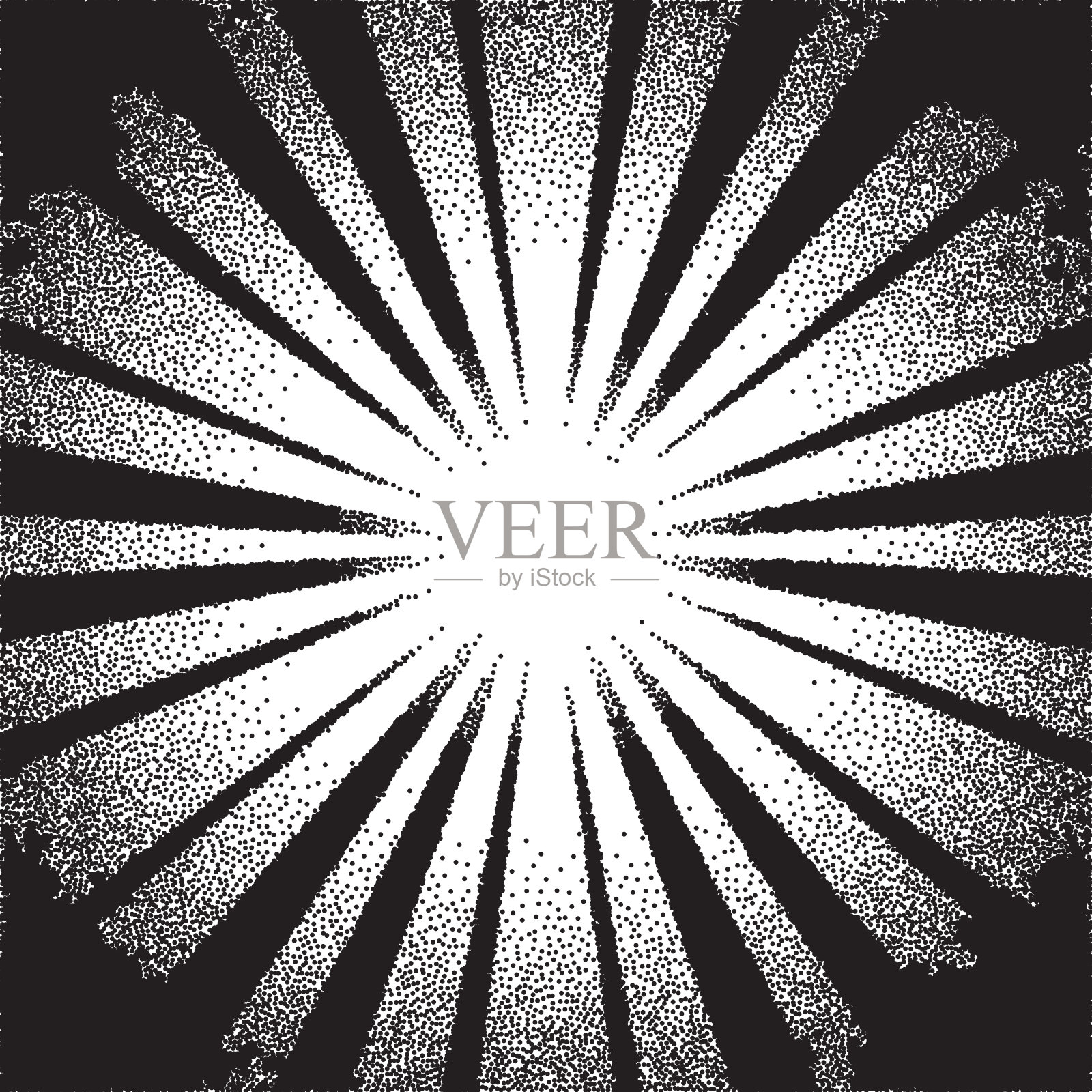 带有射线的复古点画日出或爆炸插画图片素材