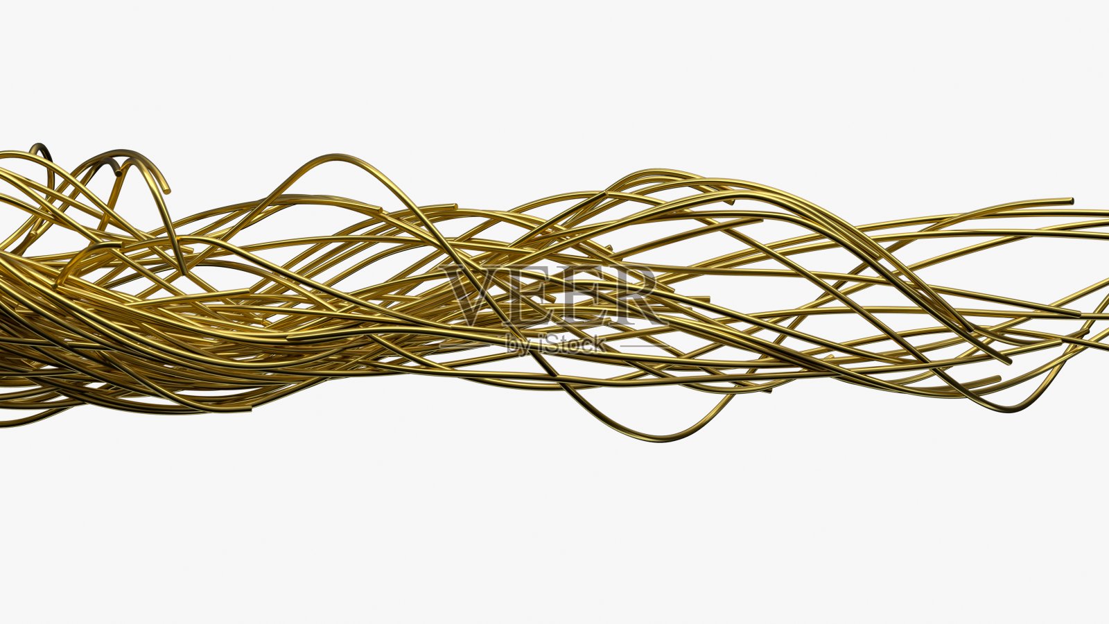 捻金线。在空气中流动的金属棒。三维演示照片摄影图片