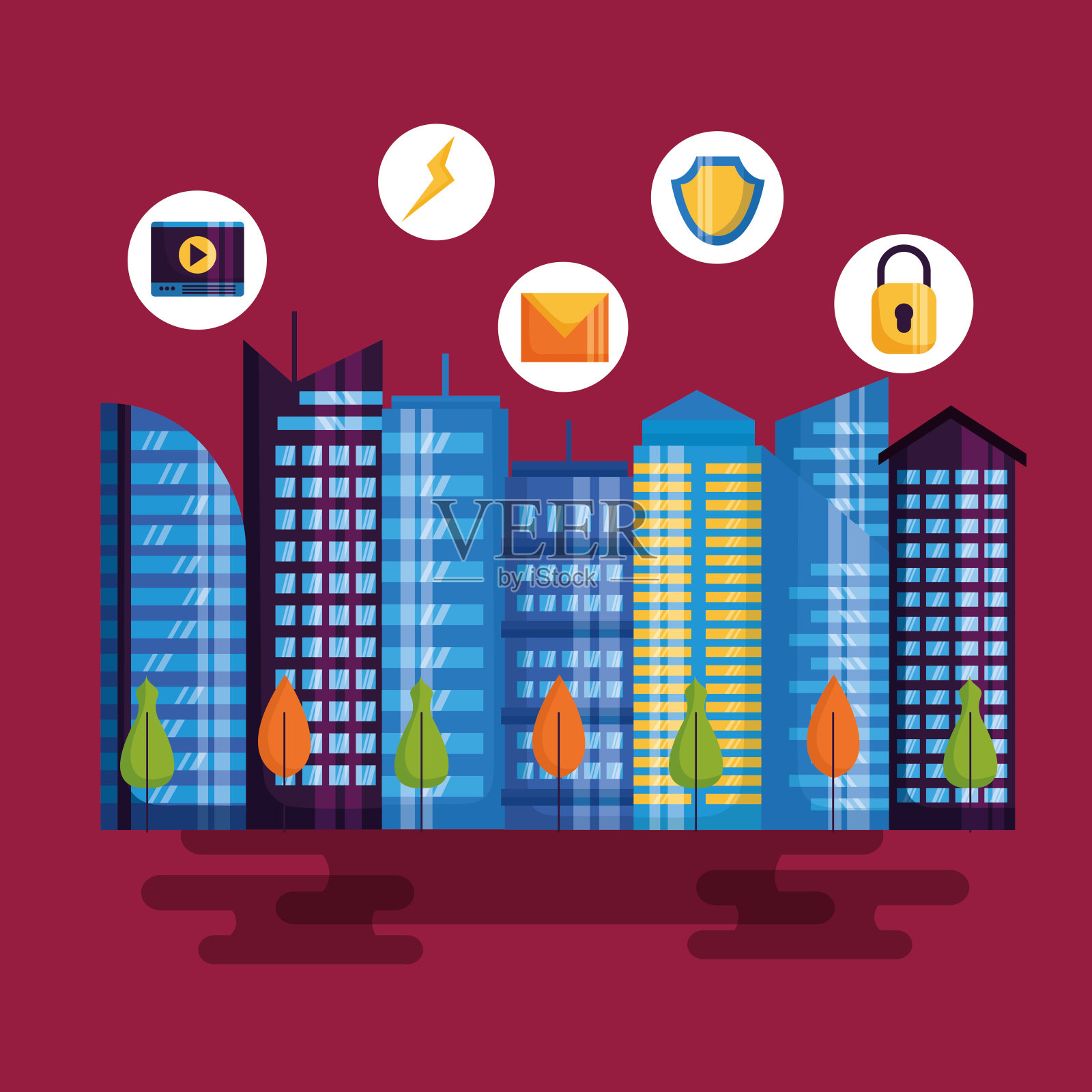 智能城市设计插画图片素材