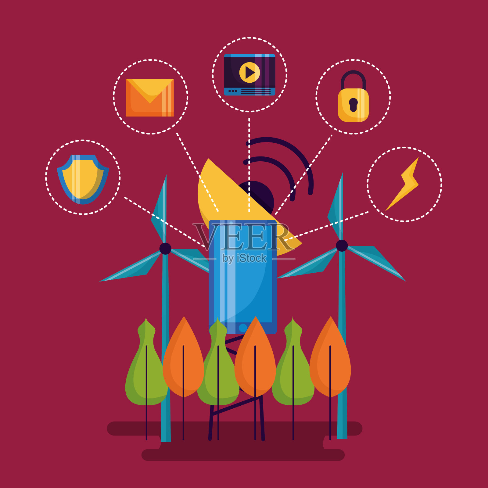 智能城市设计插画图片素材